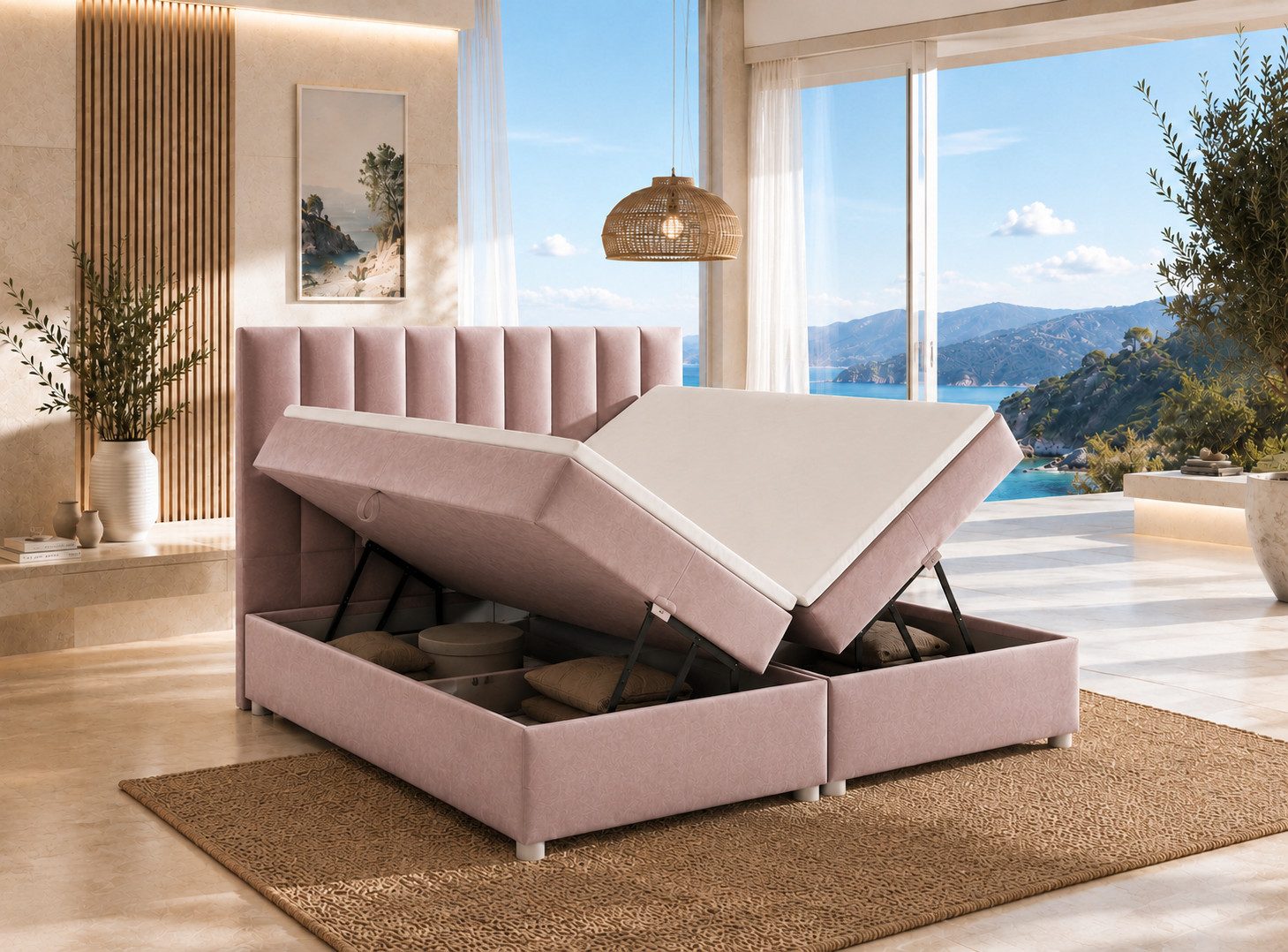 Best for Home Boxspringbett Trinity K-10 mit zwei Bettkasten Premium mit Komfort Topper – modern (Doppelbett mit Stauraum, Federkernmatratze, gepolstertes Kopfteil, Doppelbett versch. Größen, 140x200 160x200 180x200 200x200 cm), Handwerksqualität, TOP Preis-Leistungs-Verhältnis