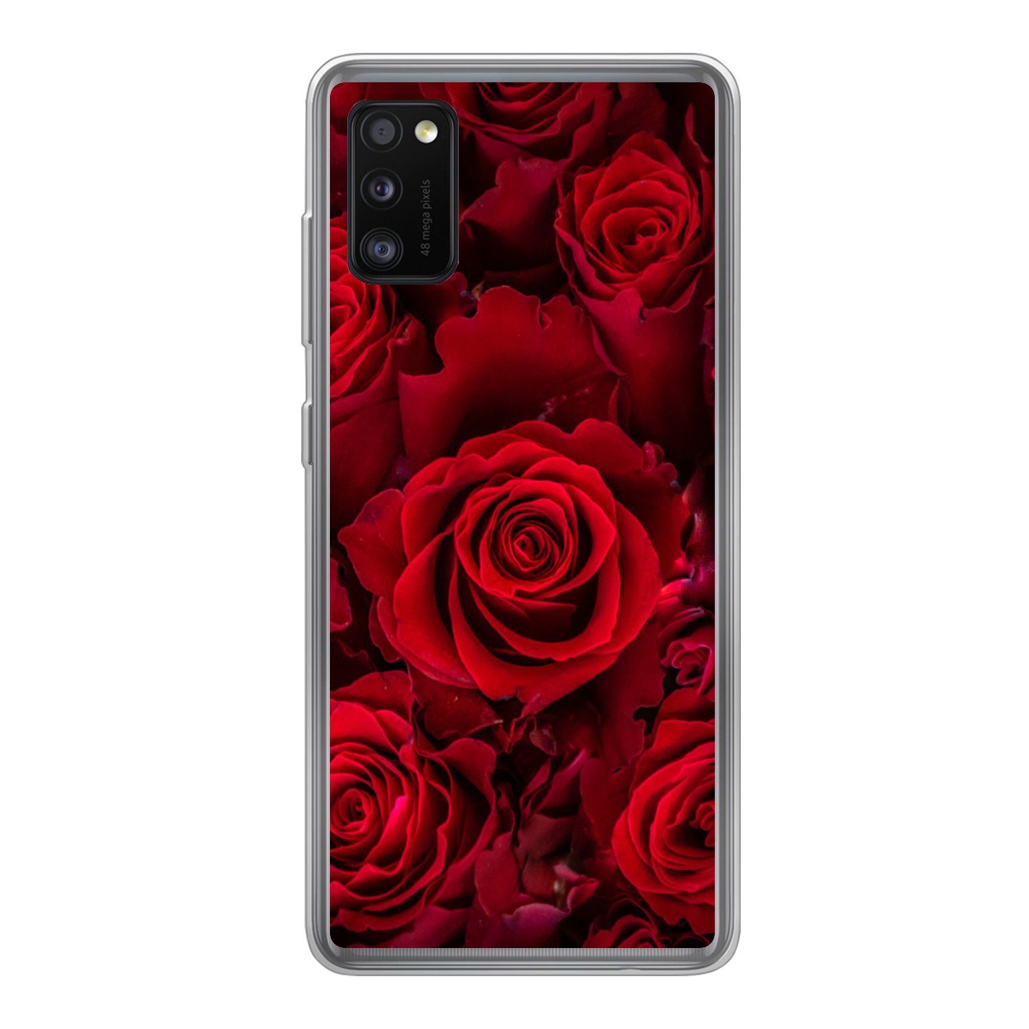 MuchoWow Handyhülle für Samsung Galaxy A41 Blumen - Rosen - Rot, Smartphone-Bumper, Print, Handy Schutzhülle Dünn
