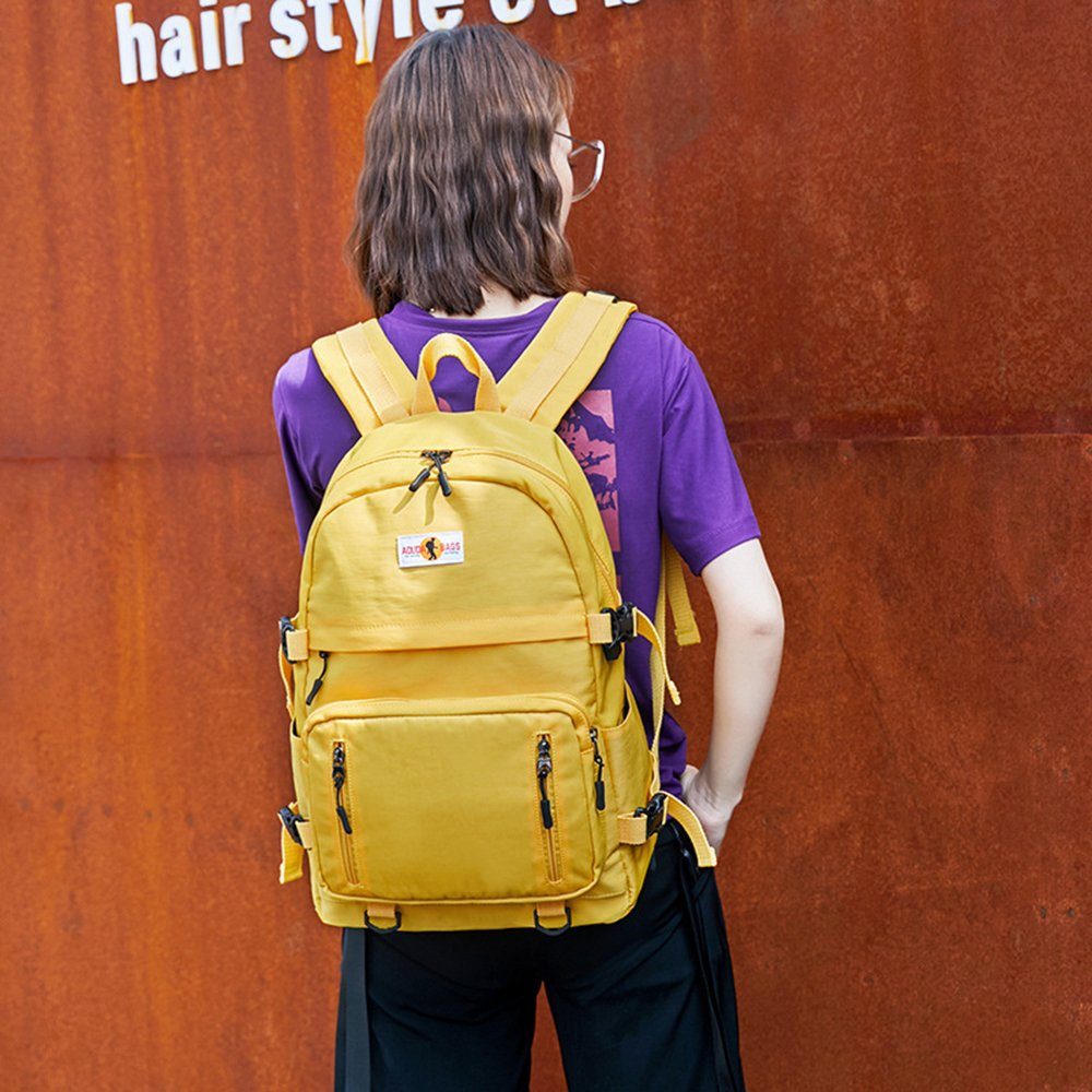 GelldG Rucksack mit USB Schulranzen Teenager Schulrucksack gelb Mädchen Rucksack Jungen