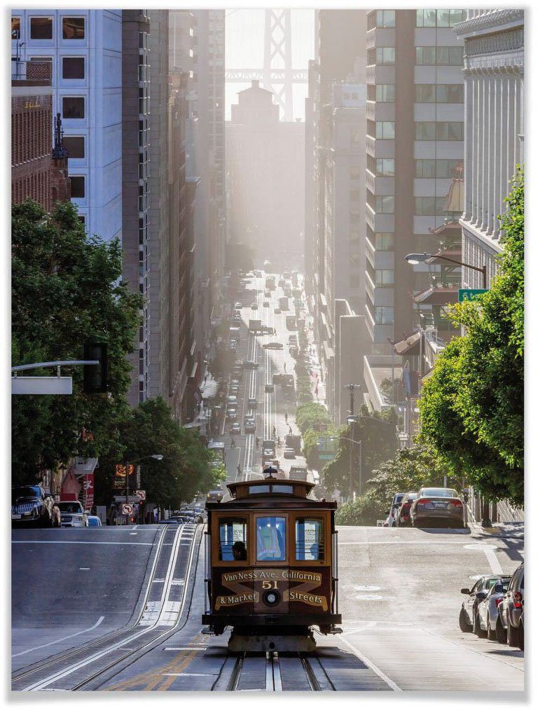 Wall-Art Poster Cable Car Bild, St), San Poster, Wandposter Wandbild, Francisco, (1 Städte