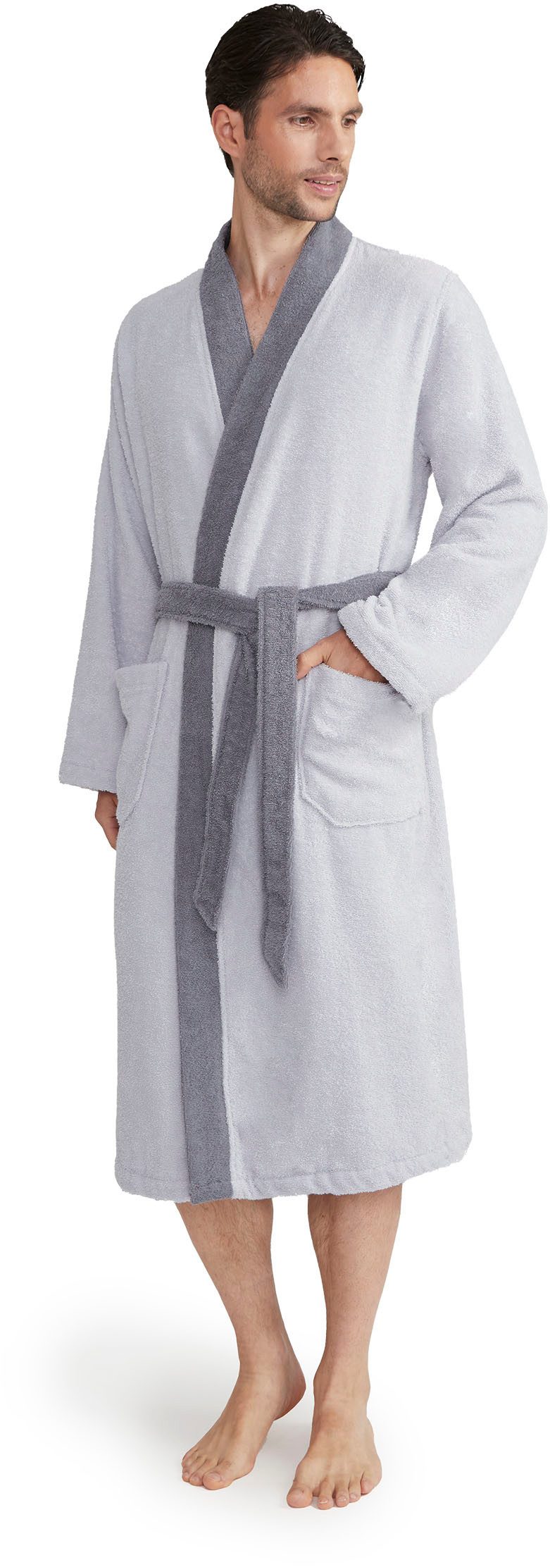 Möve Unisex-Bademantel Superwuschel Kimono mit Blende, Langform, Walkfrottier, Kimono-Kragen, Gürtel, ideal für Sauna & Spa, Hotelbademantel – Bild 5 von 5