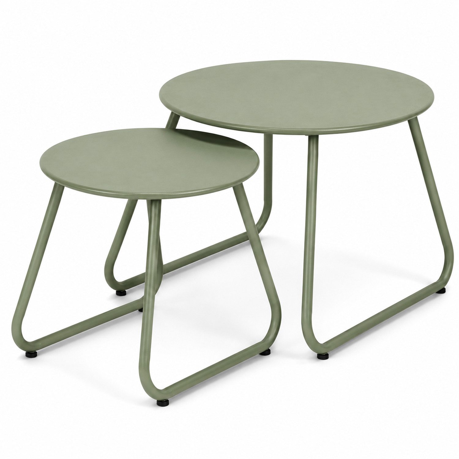 Mojawo Küchentisch 2-teiliges Beistelltisch-Set, Grün, ineinander stellbar, Ø 60/40 cm