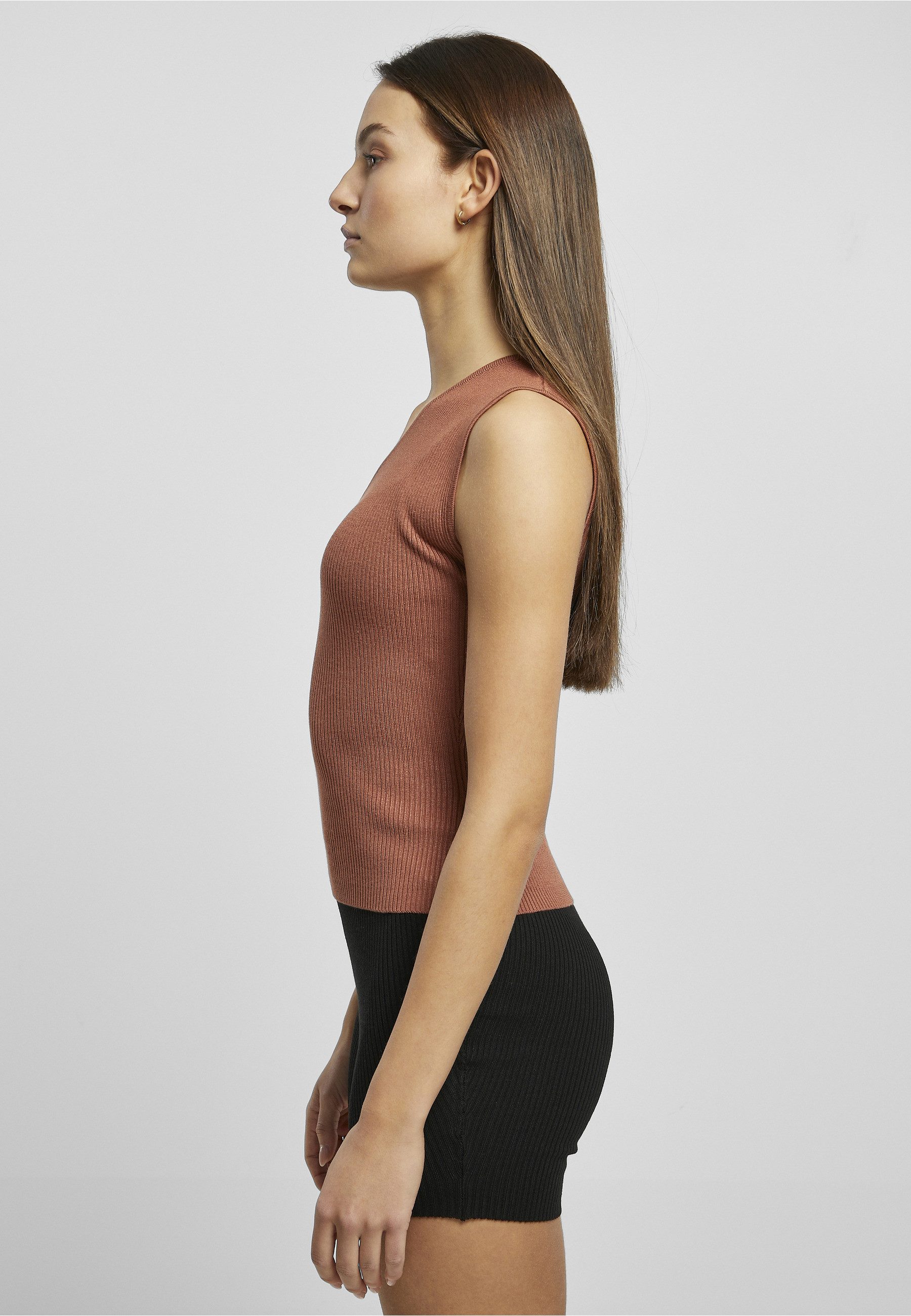 URBAN CLASSICS Yoga & Relax Shirt Urban Classics Damen Ladies Rib Knit Asymmetric Top (1-tlg)