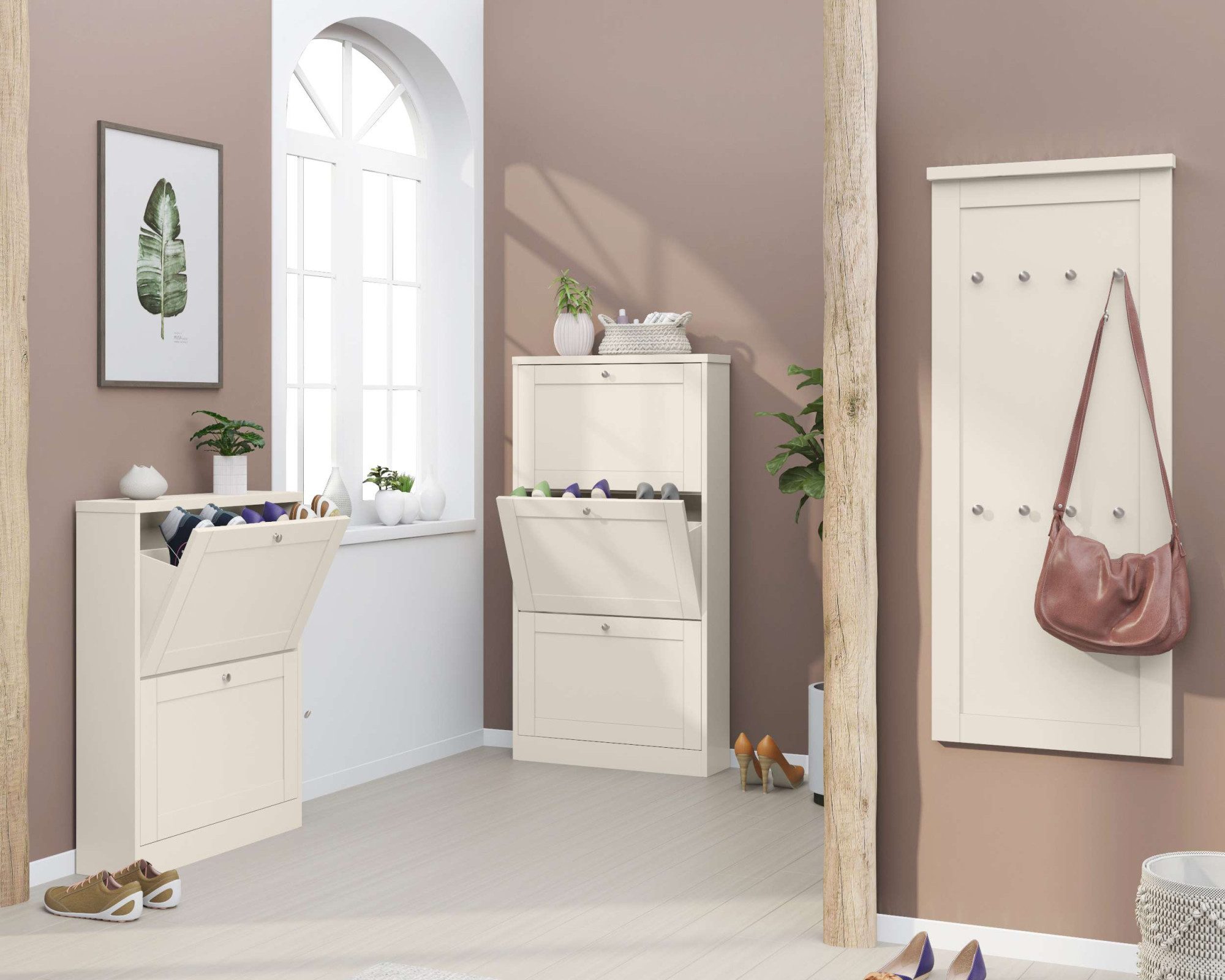 OTTO home Schuhschrank Heide Breite 70 cm, mit 2 Klappen und Facettenfront
