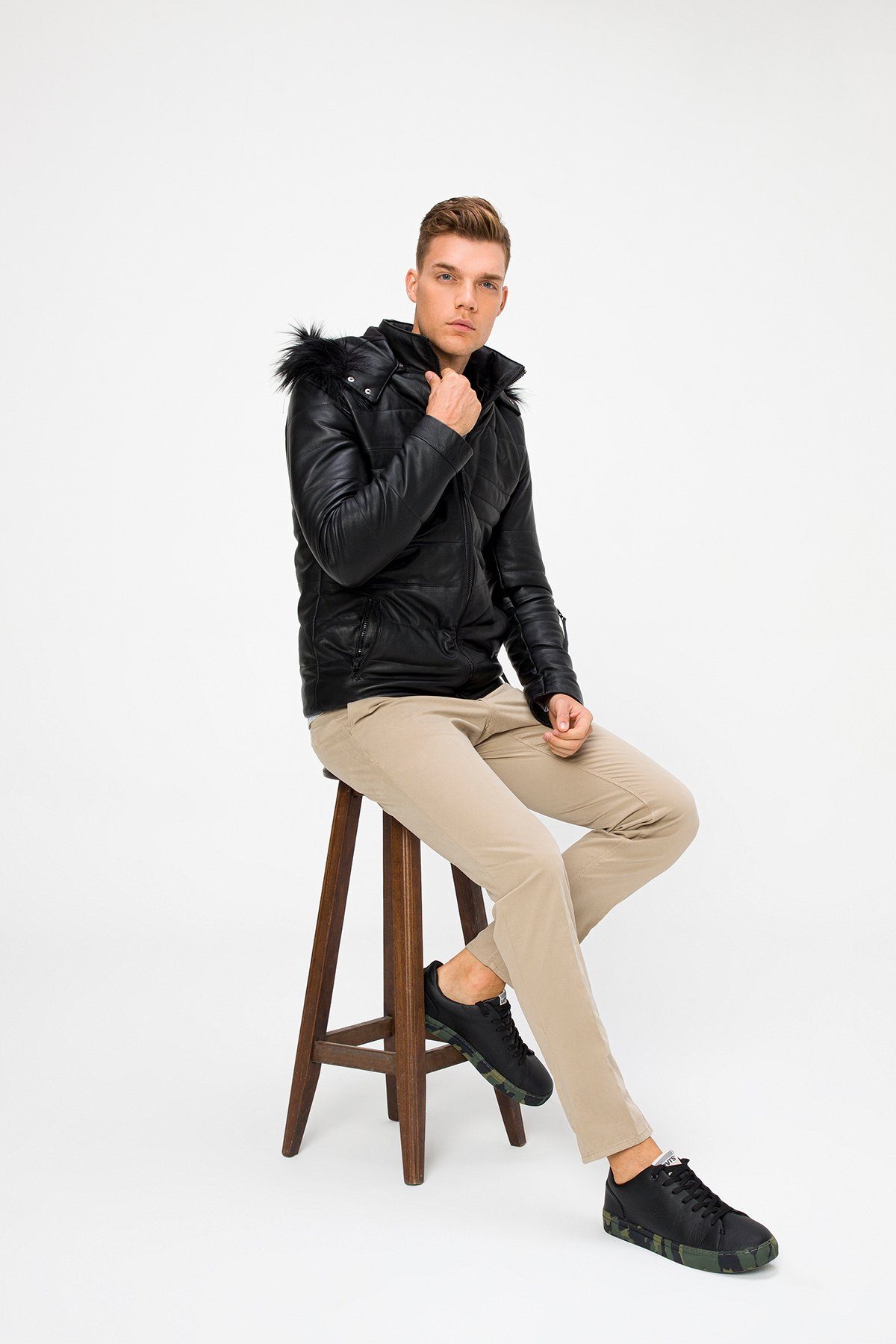 BD00682 aus aus Lederjacke Übergangsjacke, Schwarz, Dericompany echtem in Lammleder "Bud" Freizeitjacke, dc Herren Leder Bikerjacke Echtleder