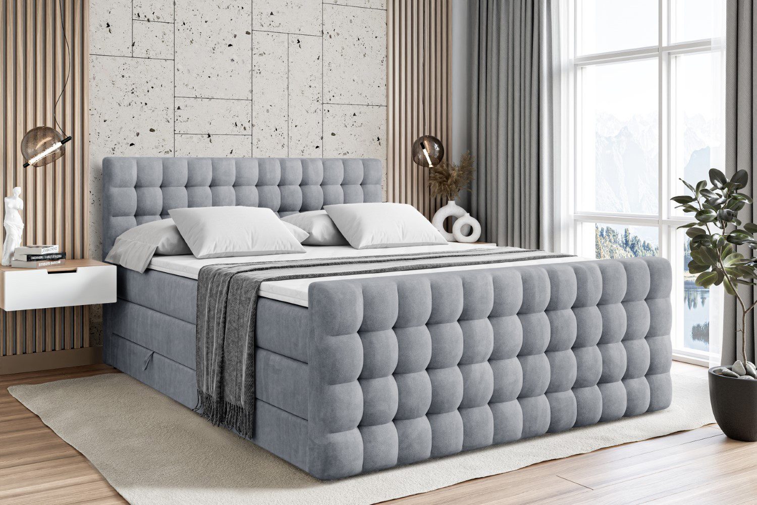ALTDECOR Boxspringbett VIONE-Z KING (mit Matratze und Lattenrost Topper Pol günstig online kaufen