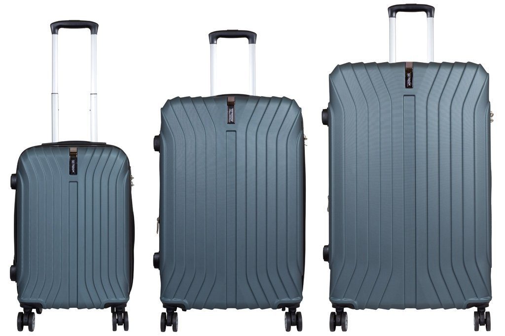 XL Zahlenschloss, und 3 Trolley-Set), robust Kofferset tlg., (Hartschale, Rollen, 4 Almeria, Zwillingsrollen, grün Trendyshop365 leicht