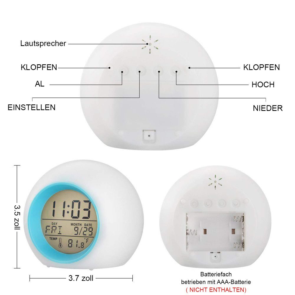 Wecker,Farben Wecker ändern Jormftte LED Kinderwecker