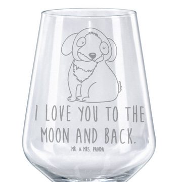 Mr. & Mrs. Panda Rotweinglas Hund Entspannen - Transparent - Geschenk, Rotwein Glas, Haustier, Hun, Premium Glas, Spülmaschinenfest