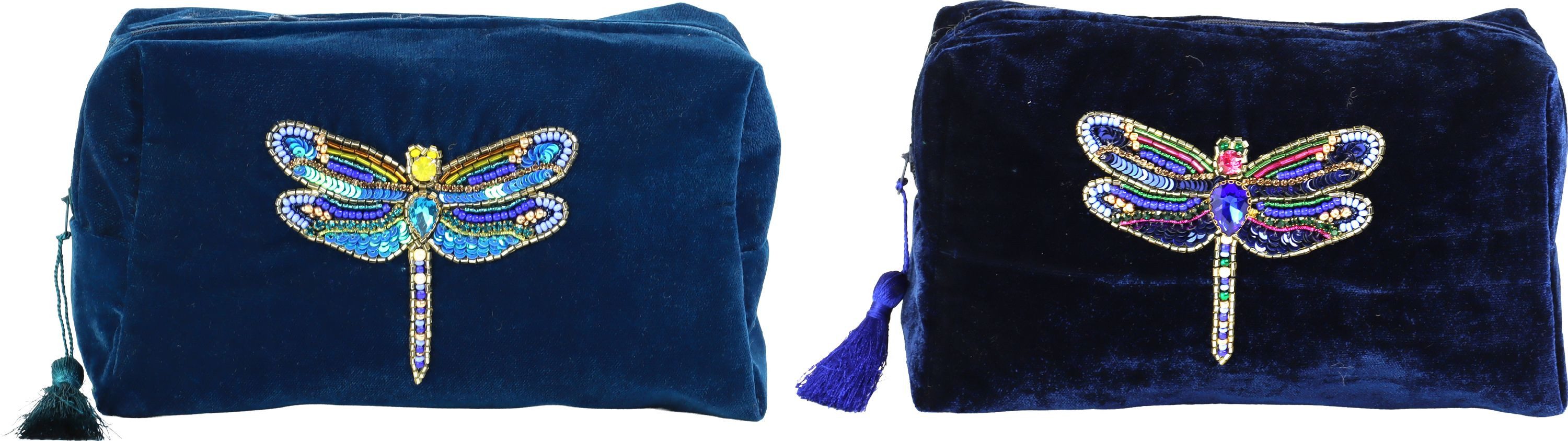 FURNARO Handtasche (2-tlg. Taschenset), Aufwendig bestickt mit Perlen und Ziersteinen