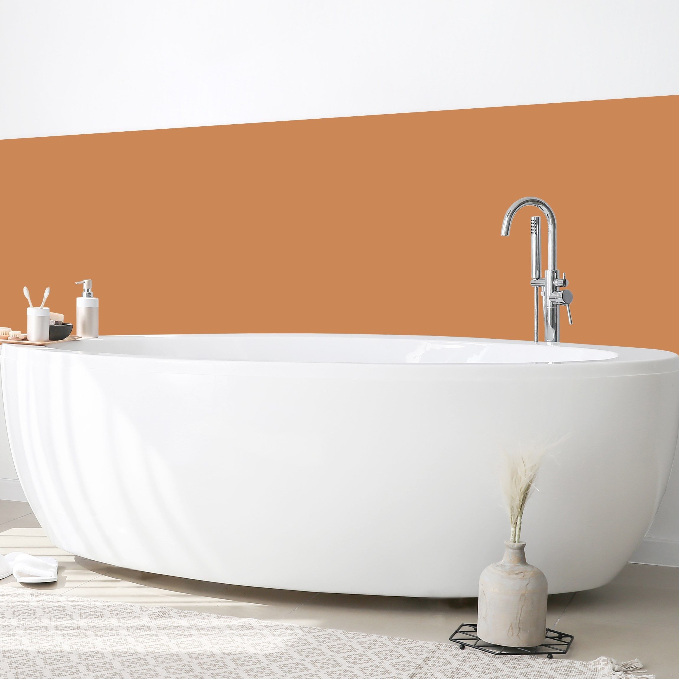 Bilderdepot24 Badrückwand orange fugenlose Wandverkleidung Bad Unifarben, (Hartfolie matt » Selbstklebend SMART 0,35 mm), wasserfestes Wandpaneel Apricot