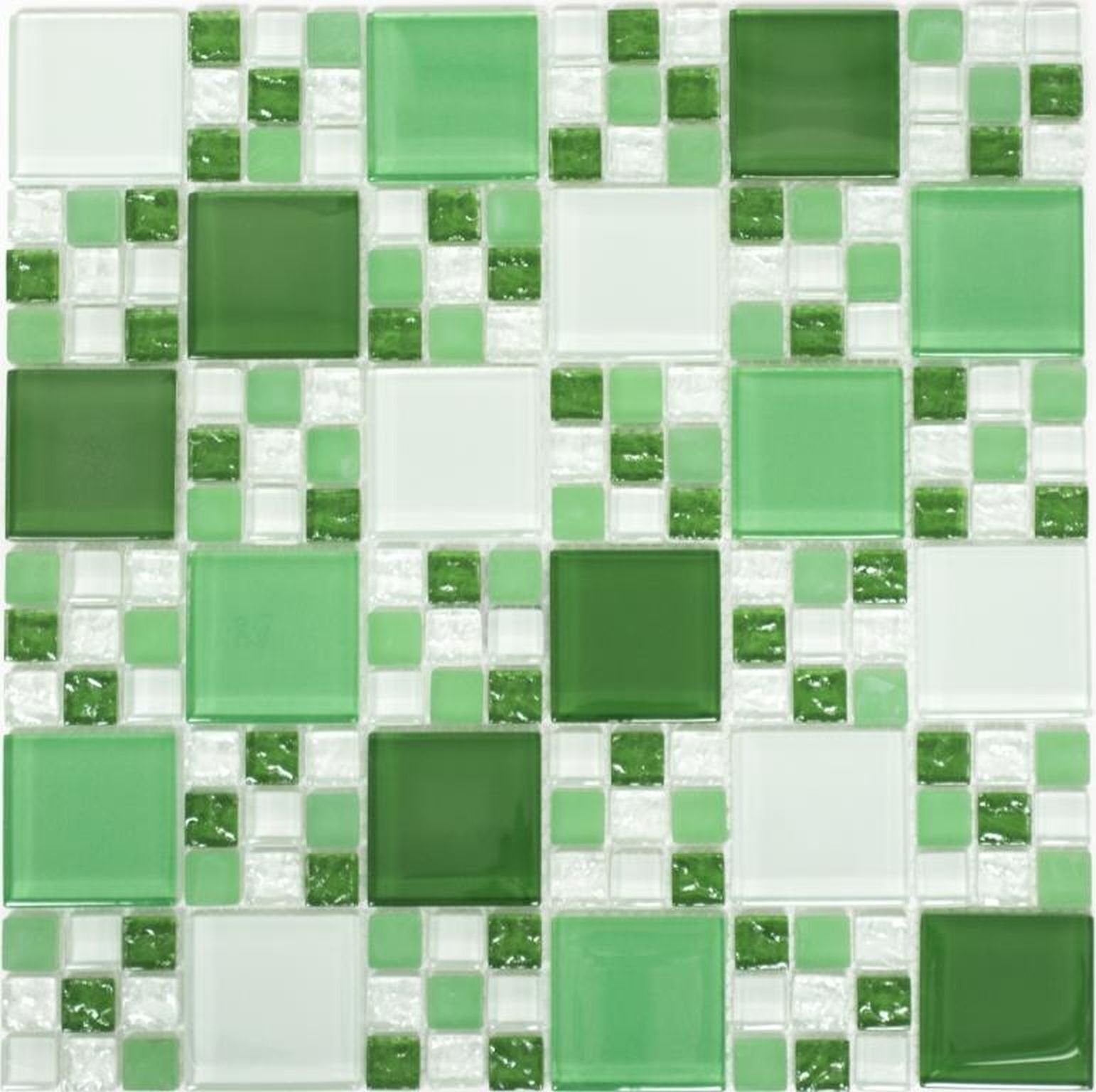 Mosani Mosaikfliesen Glasmosaik Mosaikfliesen Fliesenspiegel weiss grün