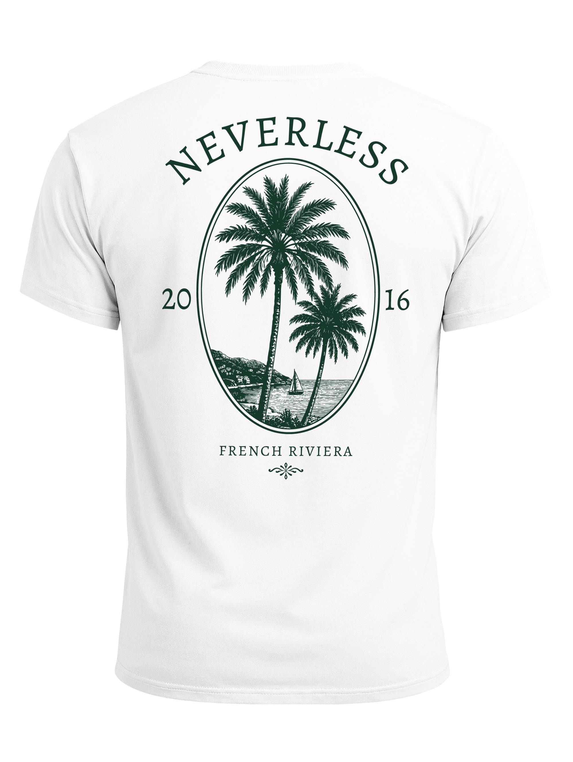 Neverless Print-Shirt Herren T-Shirt Backprint - French Riviera - Baumwollshirt Männer mit Print – Bild 2 von 5
