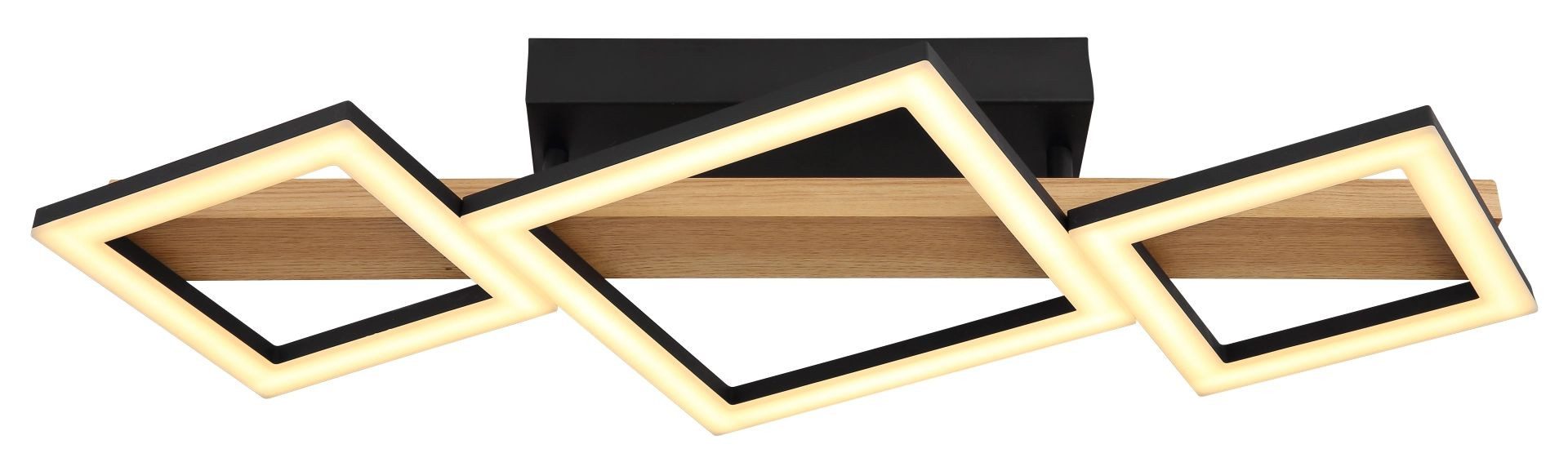 GLOBO LIGHTING LED Deckenleuchte DUSTIN, LED fest integriert, Warmweiß, Deckenlampe, Holz, unterschiedliche Quadrate, Wohnbereich