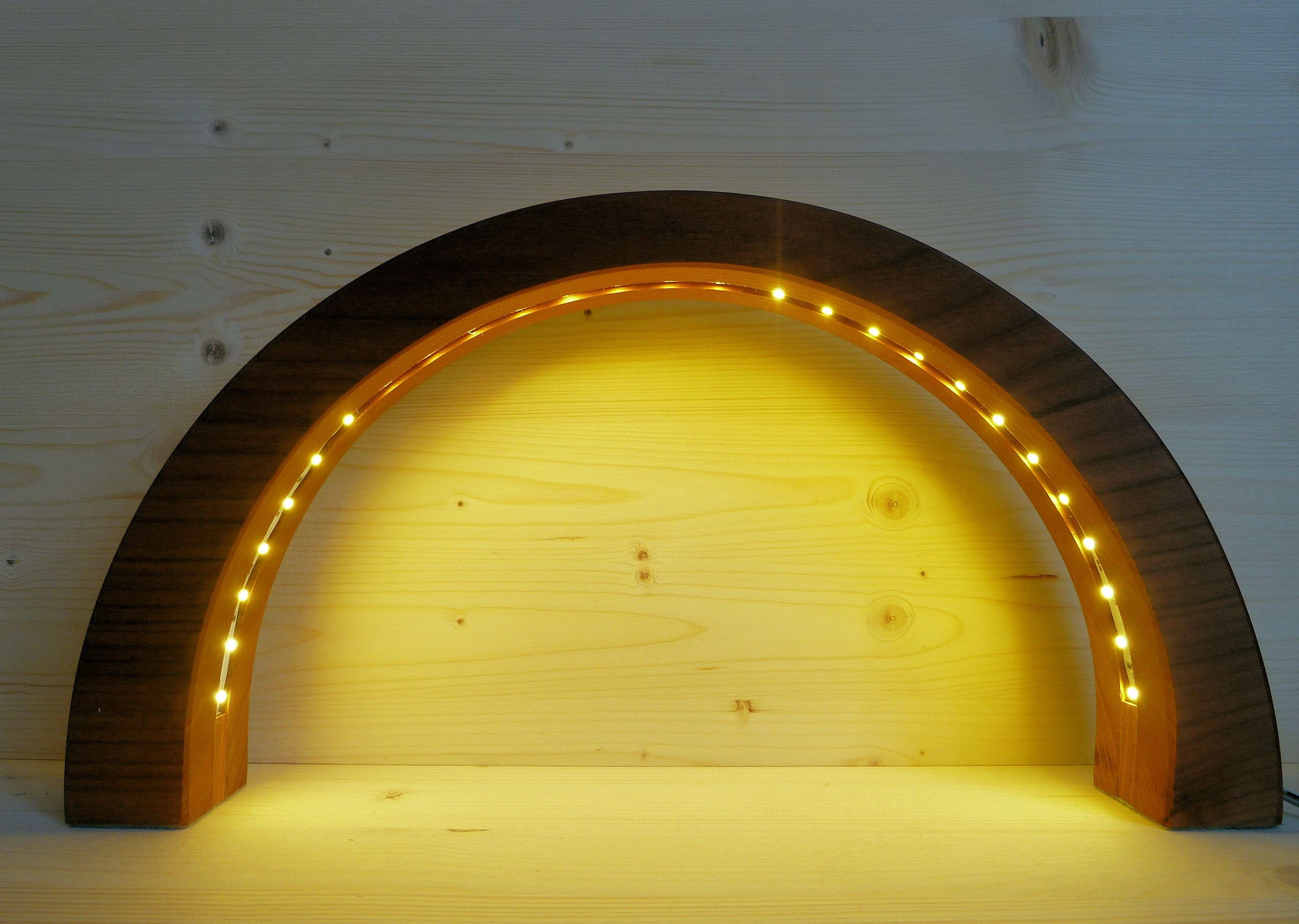 Lichterbogen LED Schwibbogen Kirsche geschnitzt 18,5 cm Lichterbogen NEU