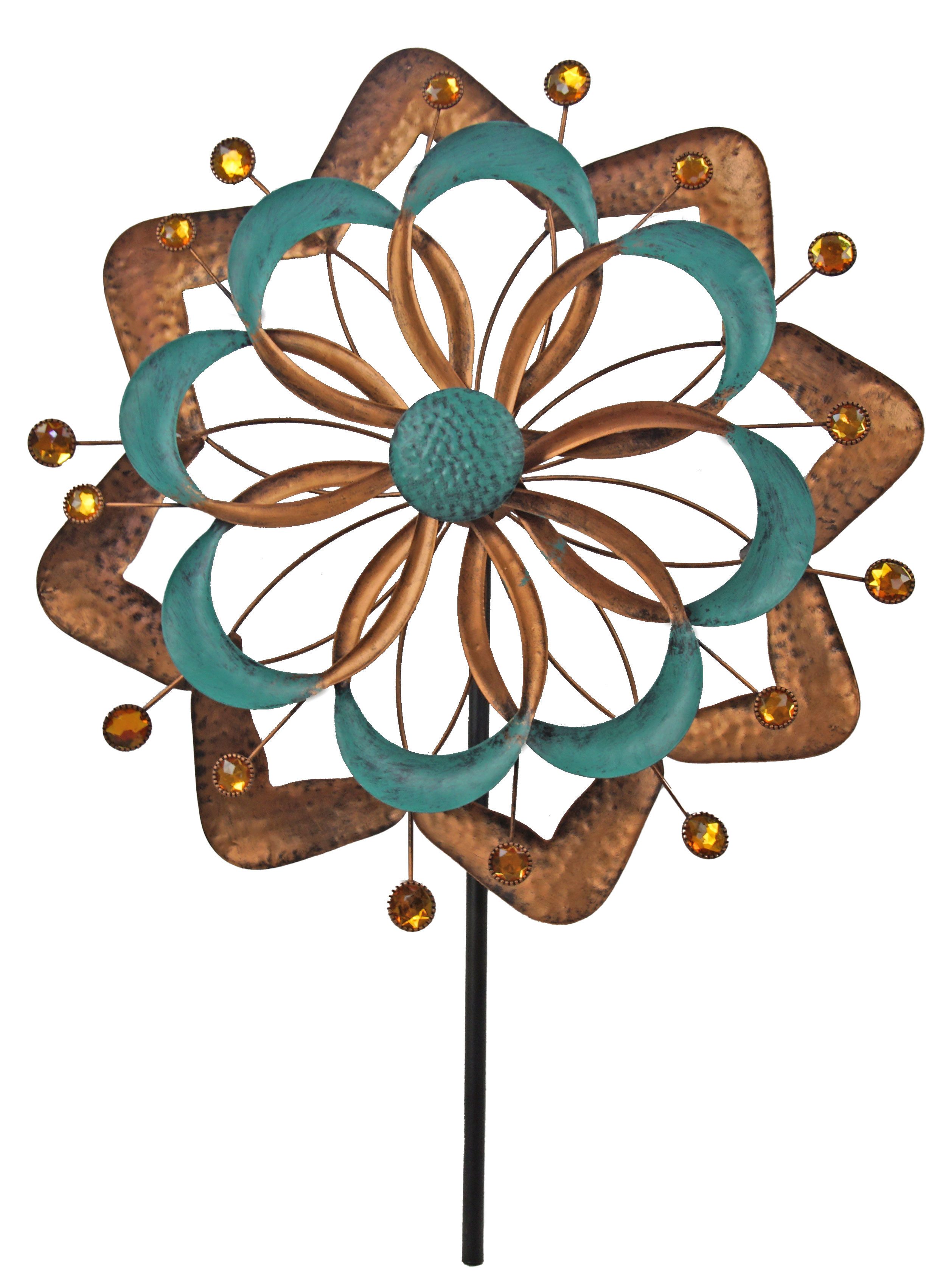 IKO Windrad Dekoratives Windrad – Blütenförmiger mit Pastel und Kupferakzenten (1 St), wiederverwenbar, leicht zu montieren