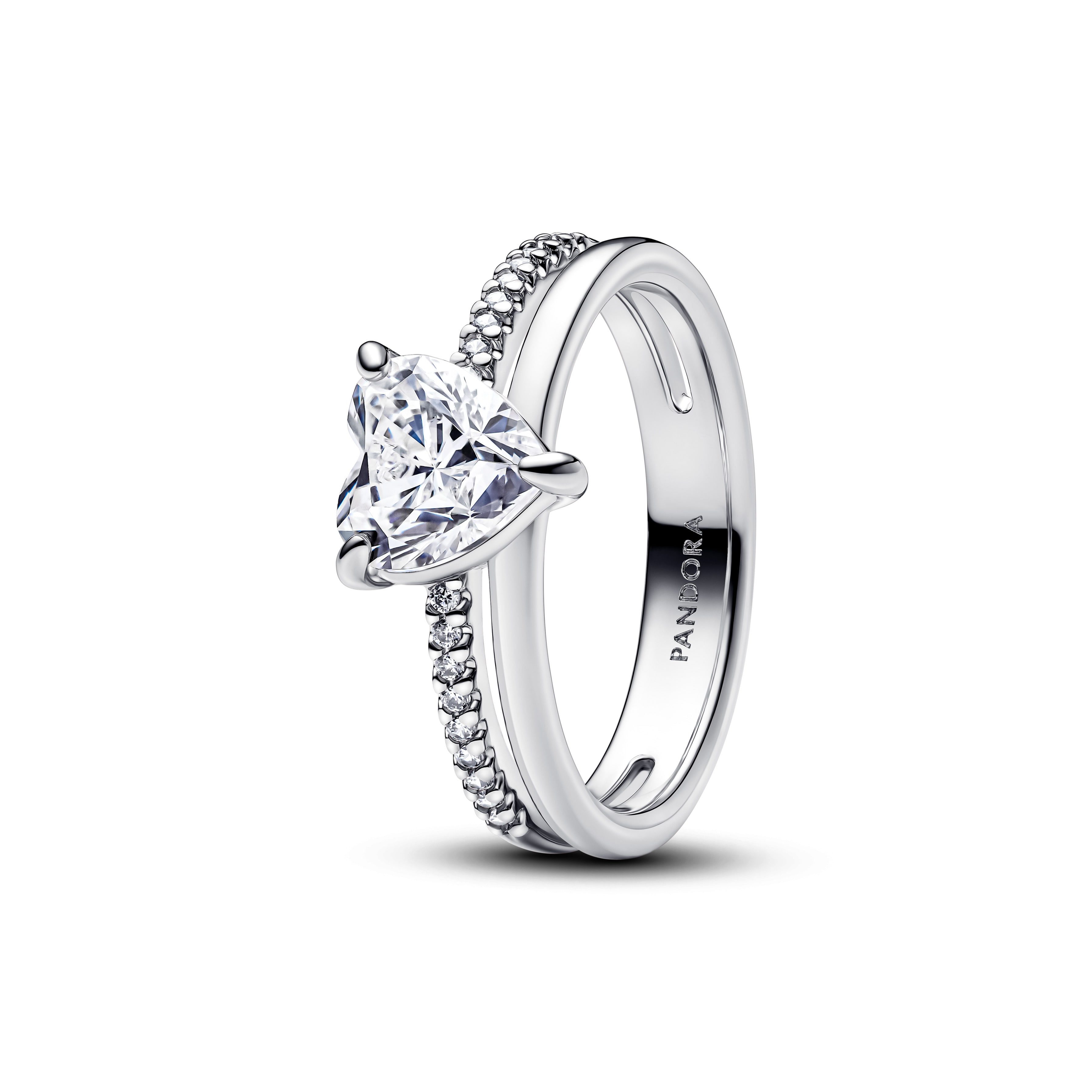 Pandora Silberring Ring Doppelband Herz Zirkonia günstig online kaufen