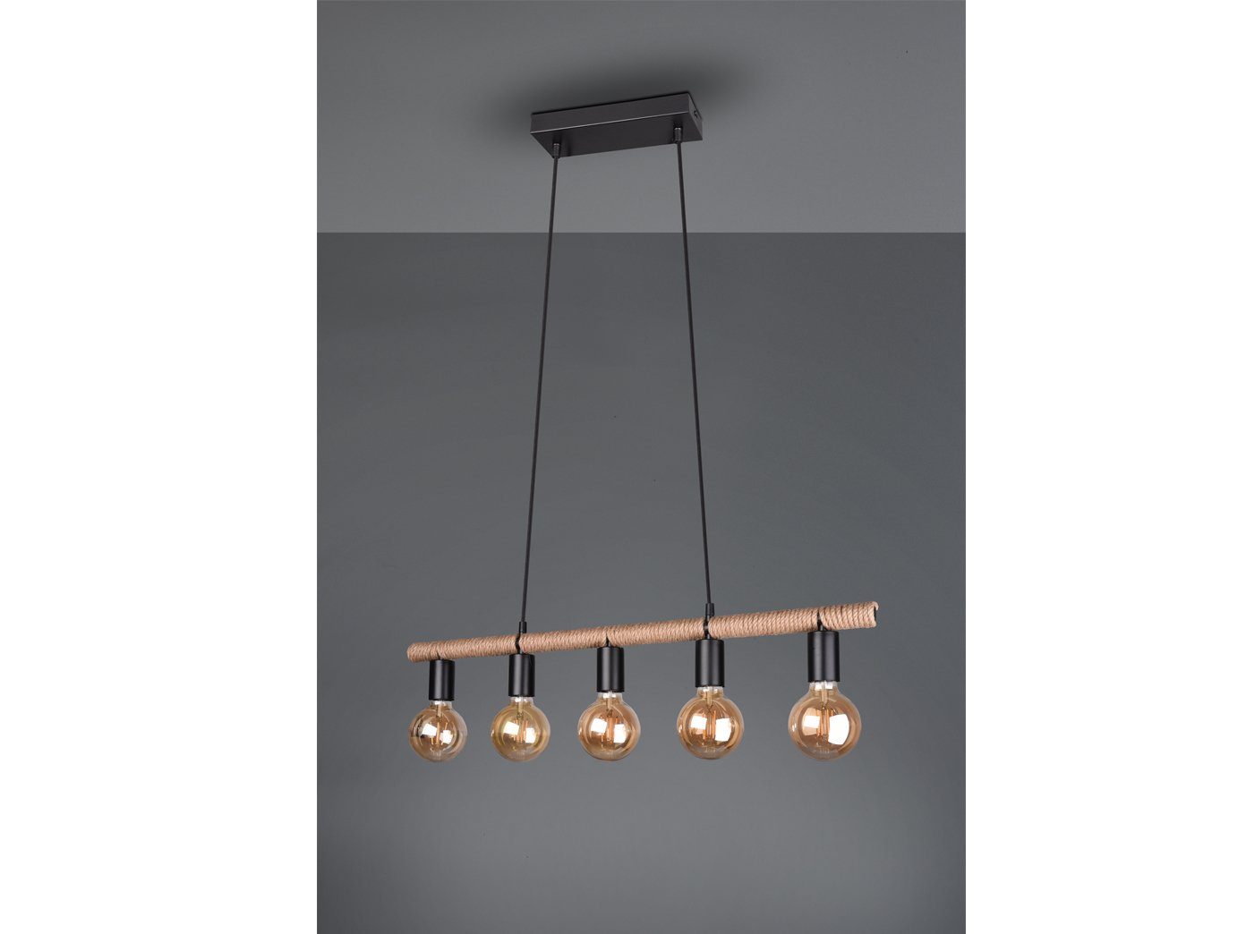 TRIO LED Pendelleuchte, Edison B für ausgefallene über-n Dimmfunktion, Seil-lampe LED Esstisch wechselbar, mehrflammig, Warmweiß, 80cm