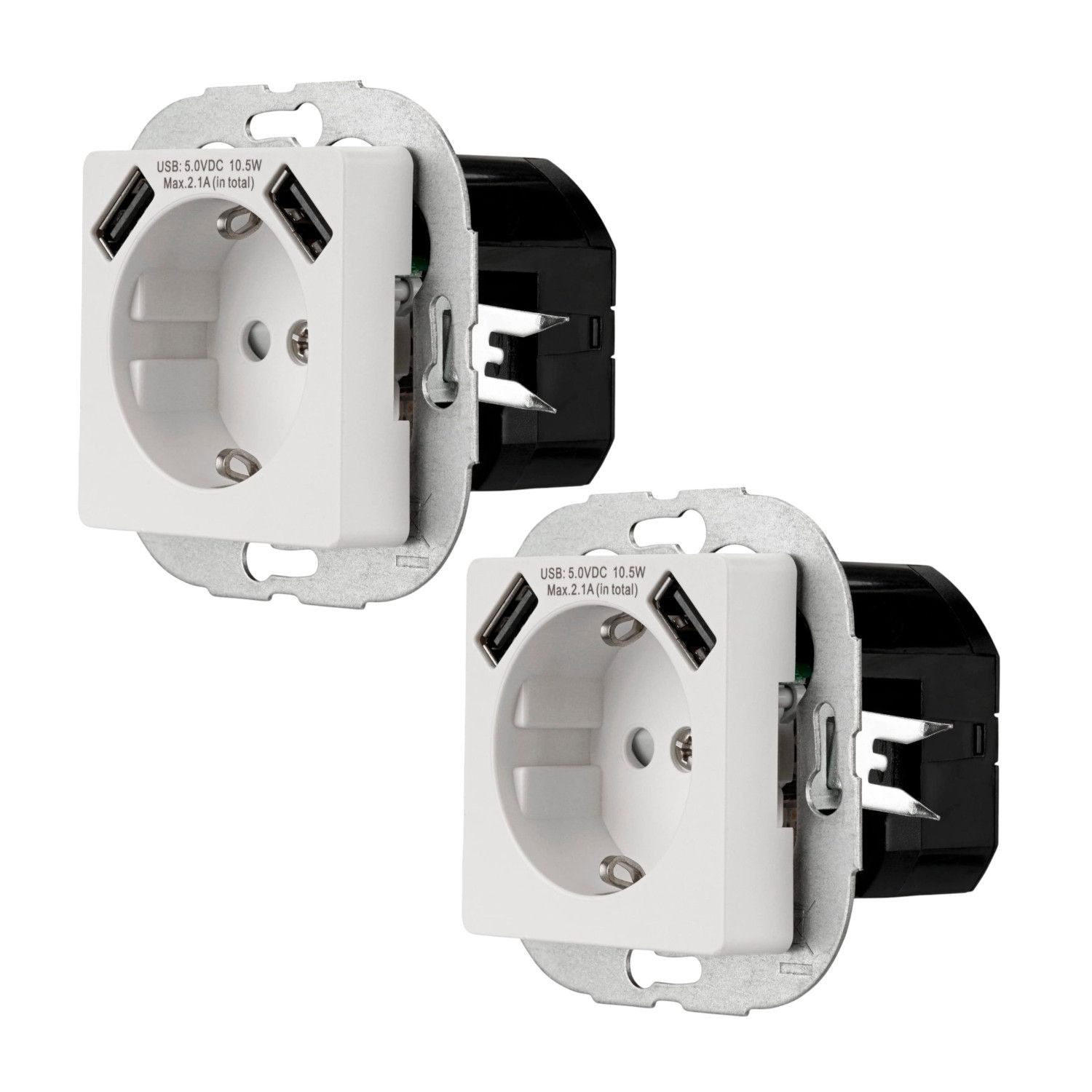 BURI Steckdose 2x REV Ritter Schuko Steckdosen 2x USB Kindersicherung, Steckdose weiß