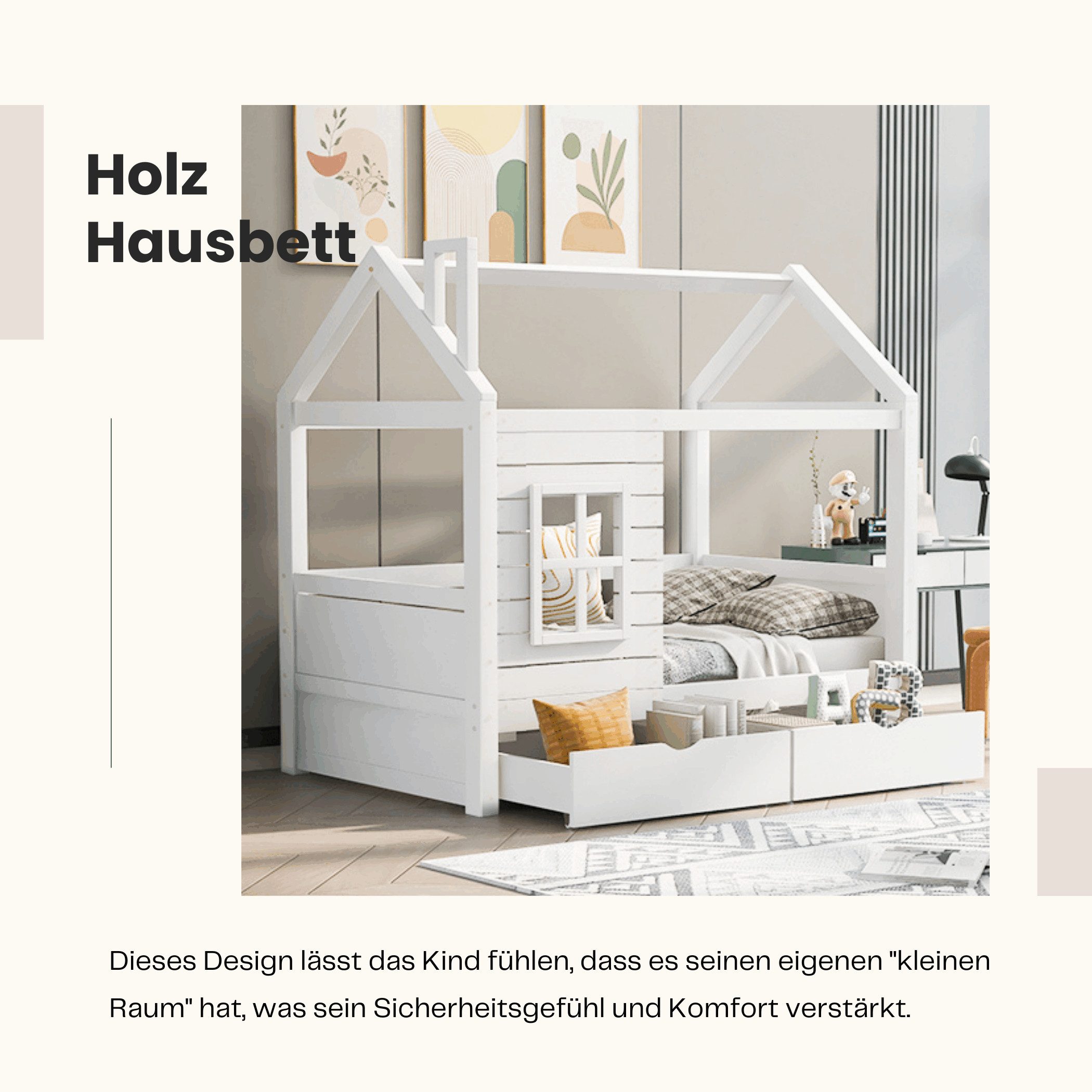 SeedWave Hausbett Kinderbett mit 2 Schublade, günstig online kaufen