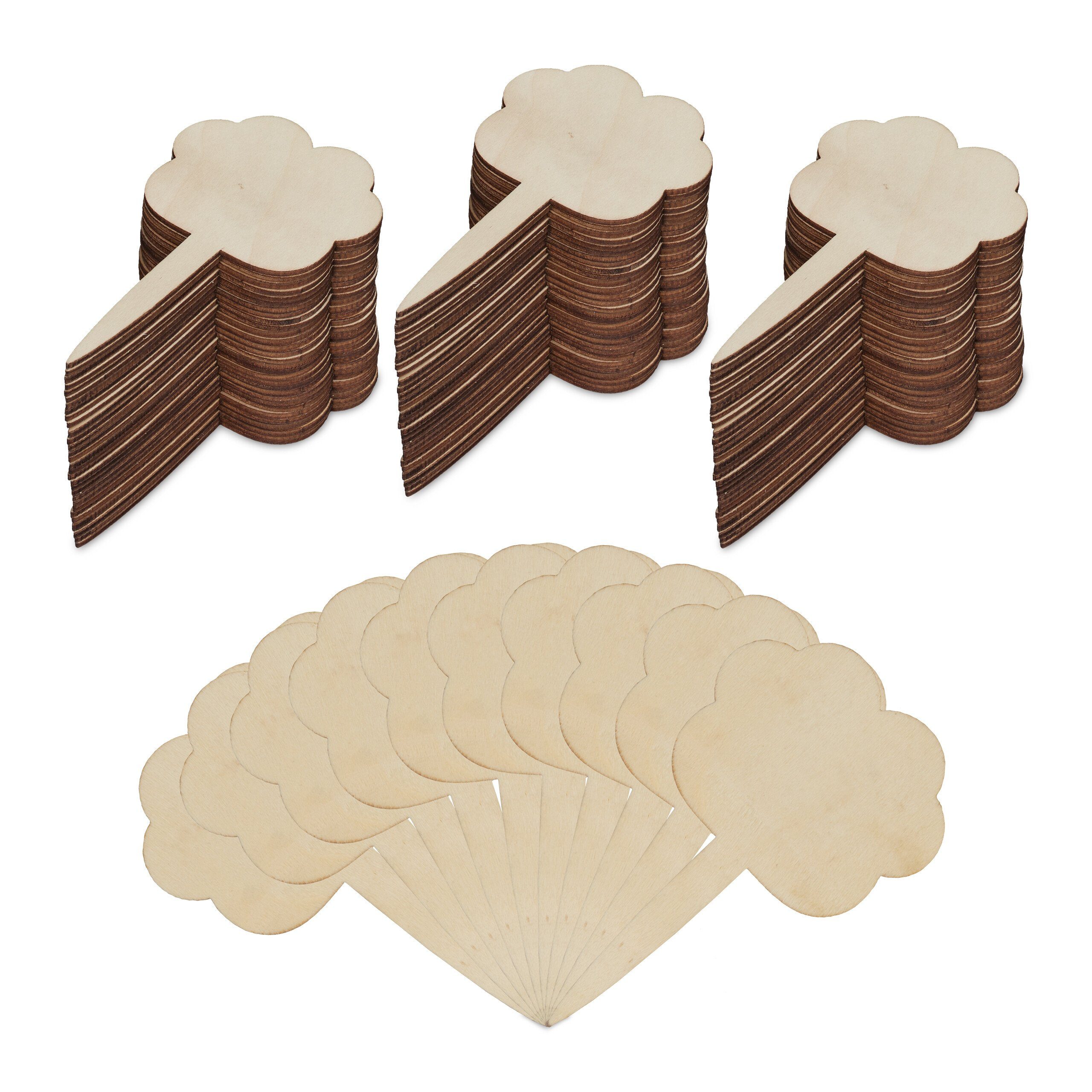 relaxdays Etiketten Pflanzenstecker Holz 100er Set