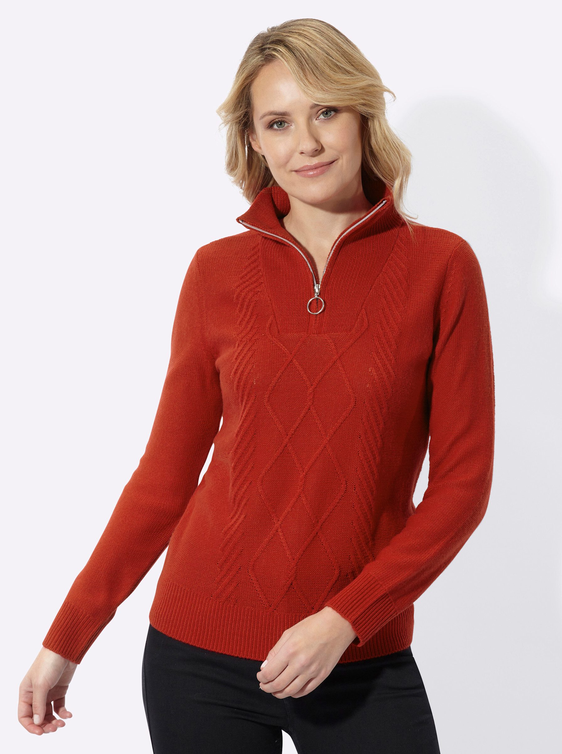 Sieh an! Strickpullover Troyer-Pullover Langarm