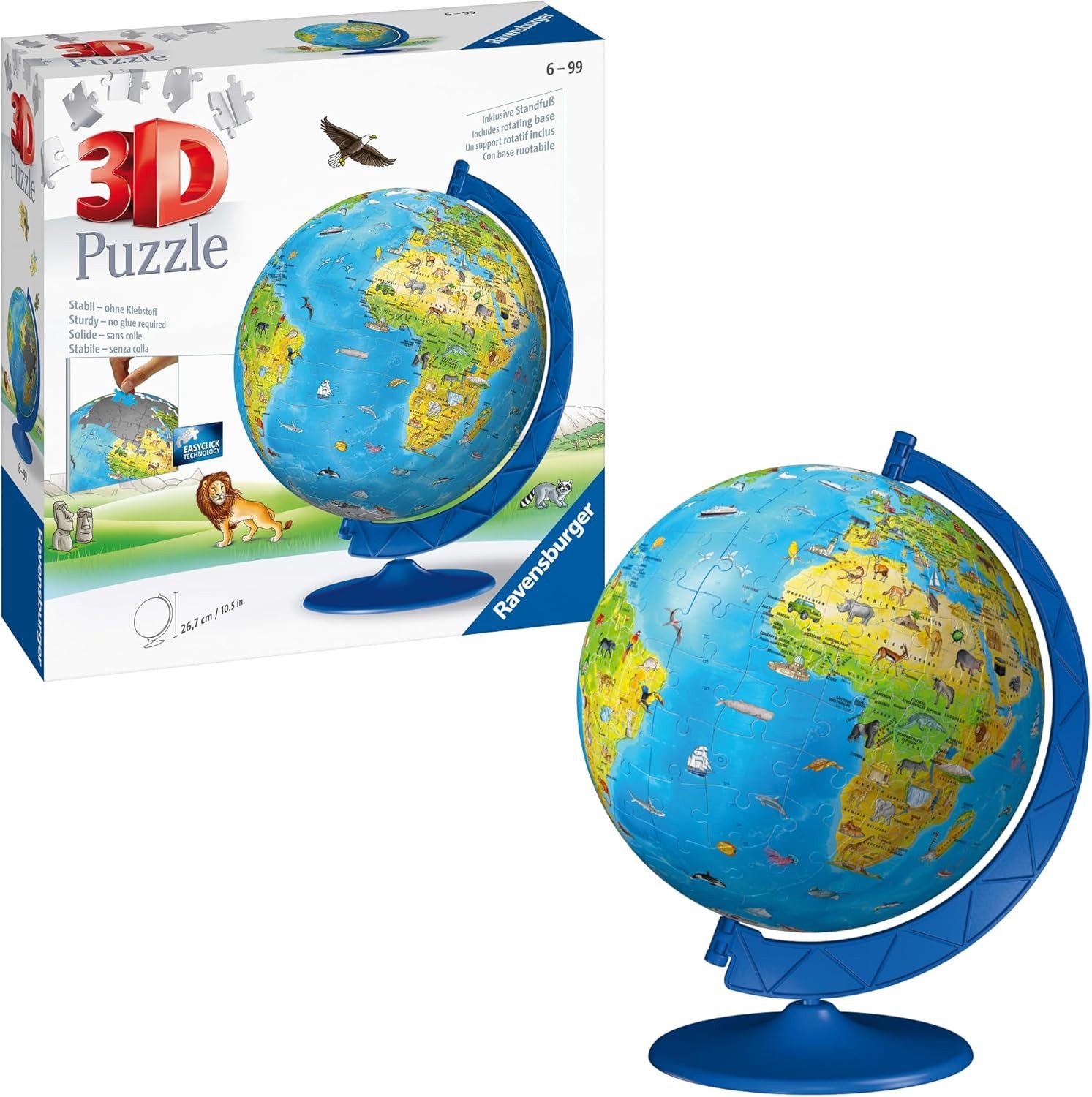 Ravensburger Verlag GmbH Puzzleball Puzzleball Kinderglobus in deutscher Sprache, 180 Puzzleteile