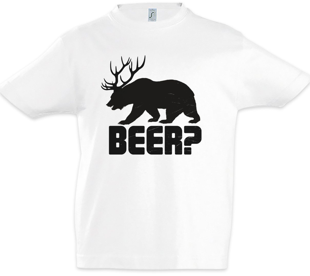 Urban Backwoods Print-Shirt Beer Kinder T-Shirt Bier Hirsch Reh Jagd Jäger Bär Geweih Deer Bear (1-tlg) Fun Hunt Antlers Hunter