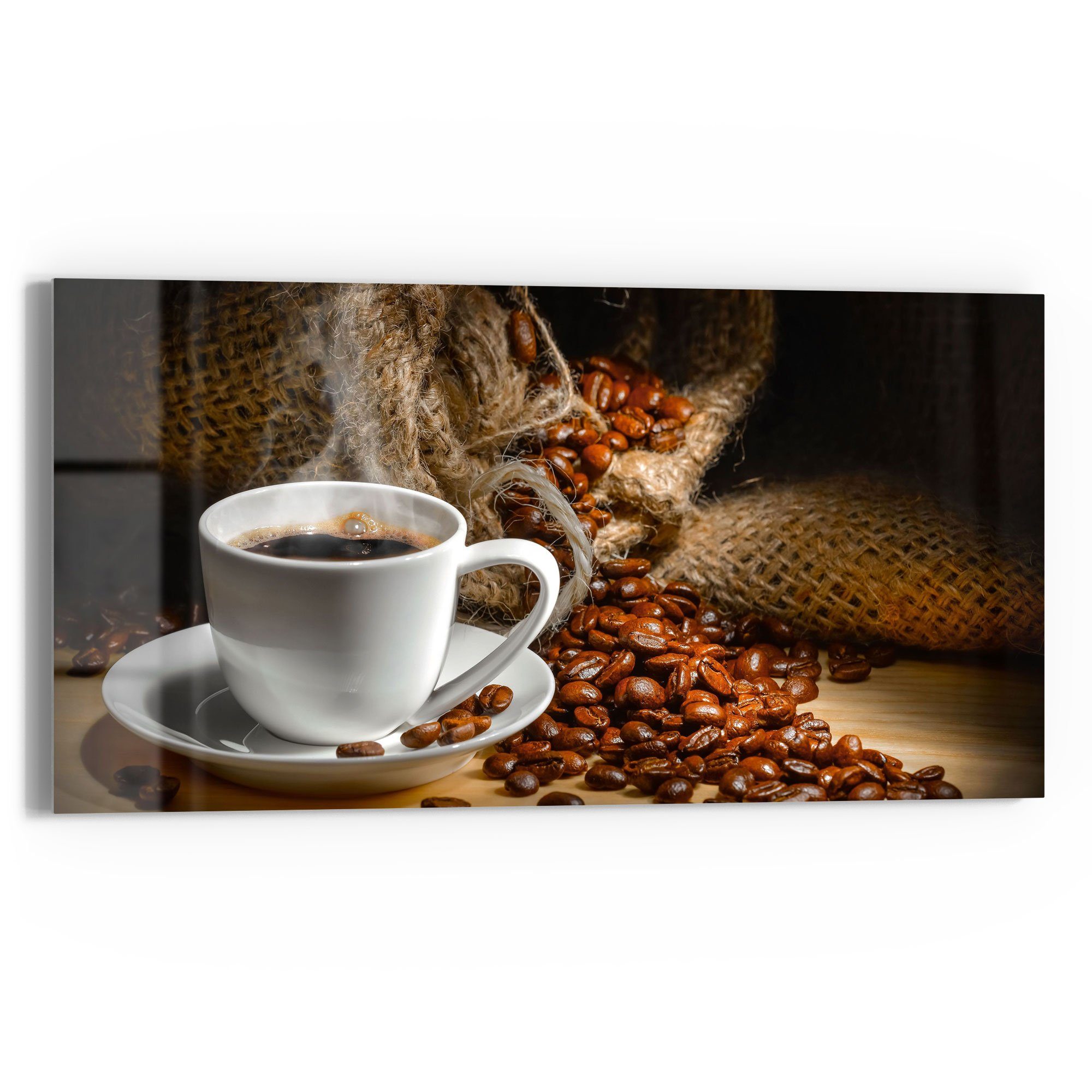 DEQORI Glasbild 'Bildlicher Kaffeegenuss', 'Bildlicher Kaffeegenuss', Glas Wandbild Bild schwebend modern