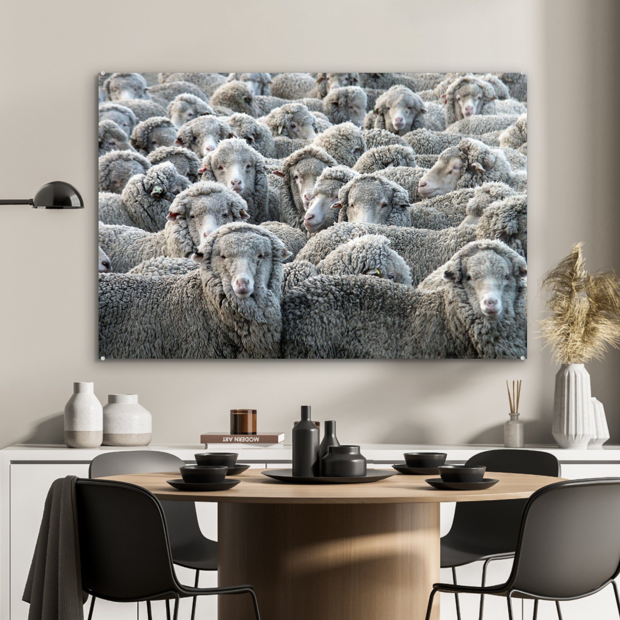 (1 & Acrylglasbilder MuchoWow Schlafzimmer Schafe Tiere Schafsfell, - Acrylglasbild - Wohnzimmer St),