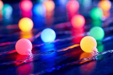 BONETTI LED-Lichterkette Partylichterkette mit 80 bunten LED Lichtkugeln, 80-flammig, bunt, für Innen- und geschützten Außenbereich, strombetrieben