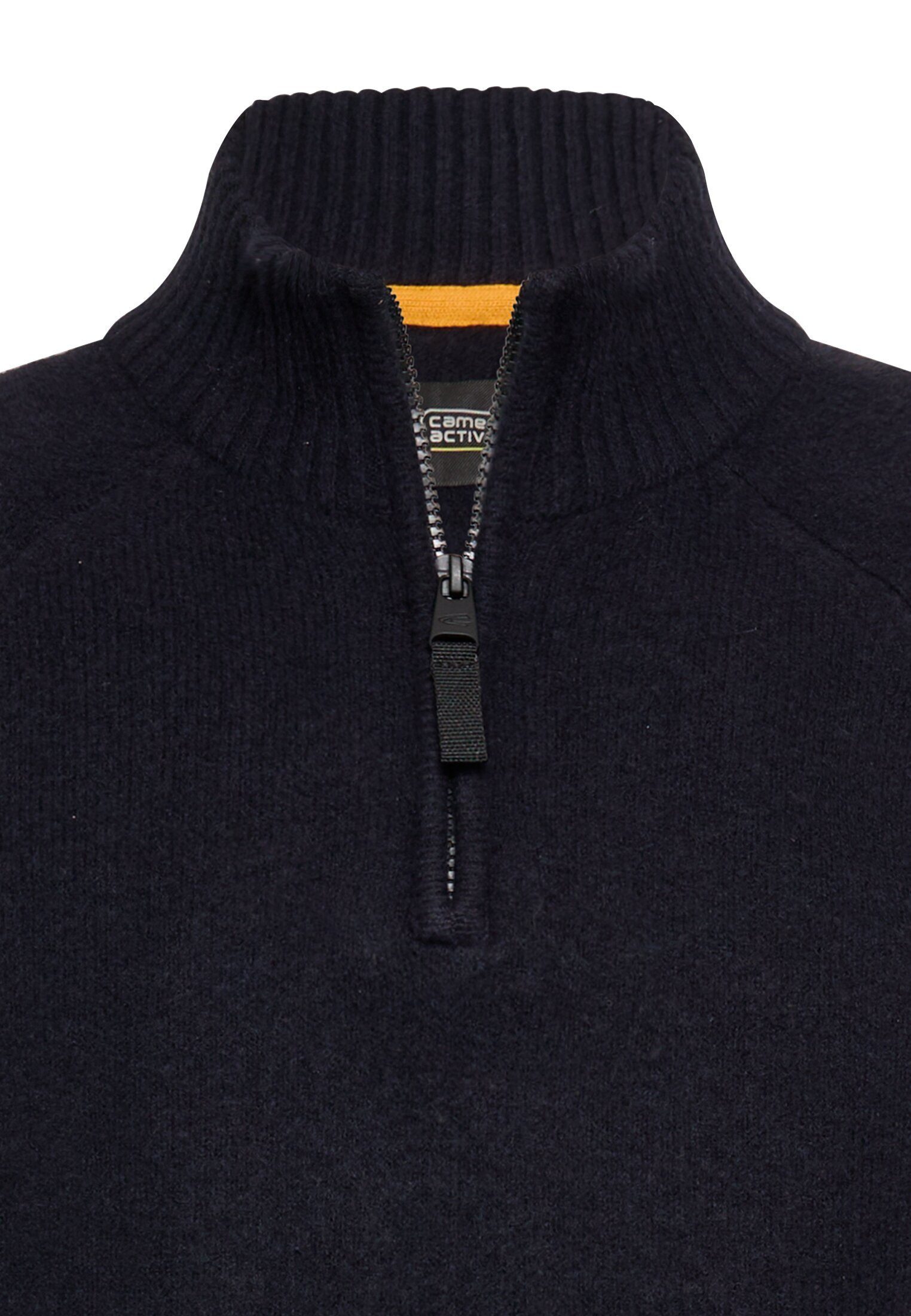 camel active Stehkragenpullover und Reißverschluss Langarm Markenlogo
