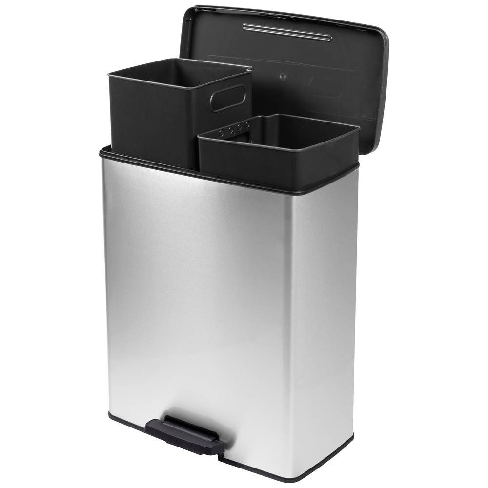 Curver Mülleimer DECO Bin SLIM DUO mit Pedal metallic