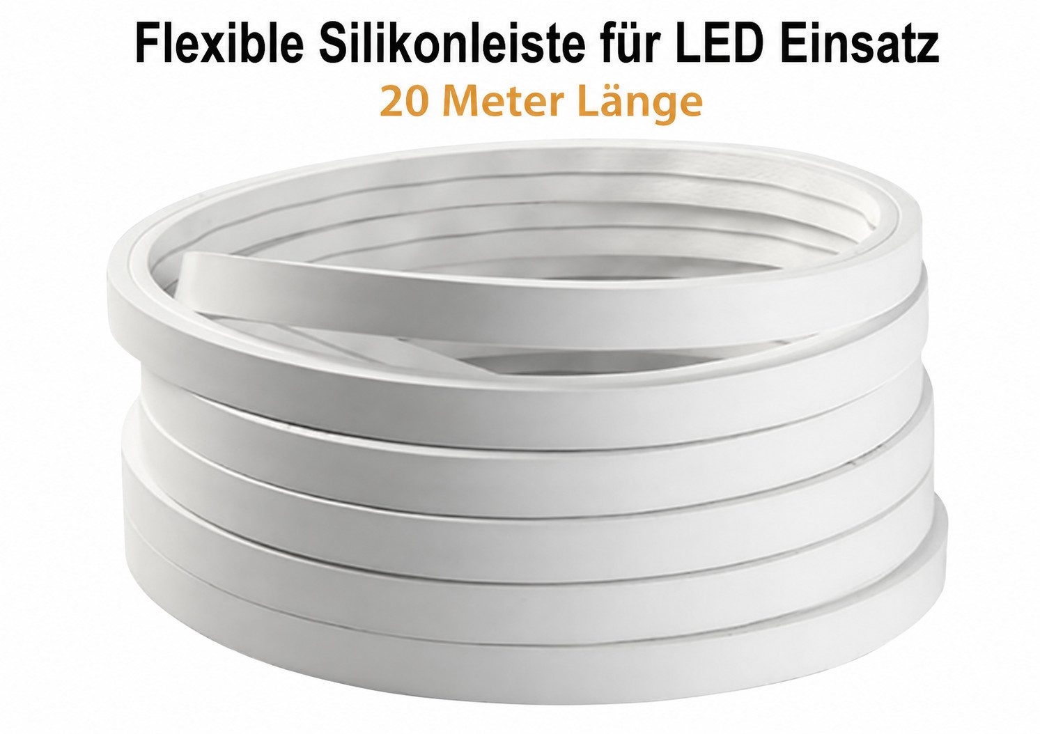 LED-Stripe-Profil Silikonleiste 20 Meter – 12 x 5 mm Diffusorprofil für Akustikpaneele, Nur Silikonleiste ohne LED Beleuchtung!