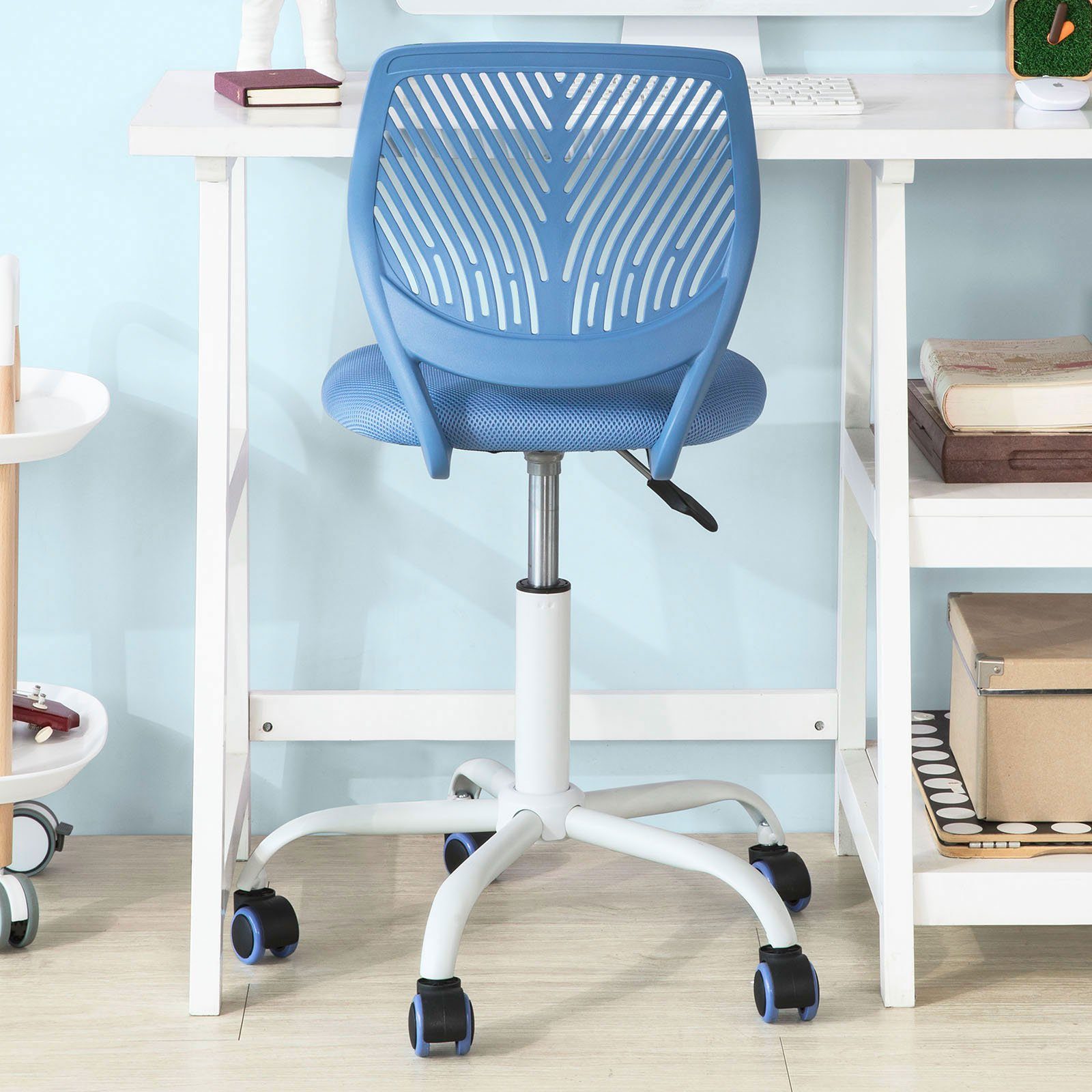 höhenverstellbar SoBuy blau Bürostuhl FST64, Jugenddrehstuhl Rücklehne Drehstuhl Schreibtischstuhl mit