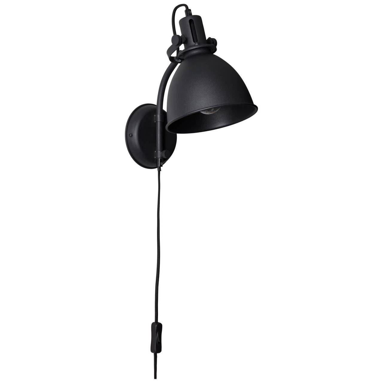 Brilliant Wandleuchte und Schalter Wandspot Lampe Zuleitung korund 1x schwarz Jesper Jesper, A60