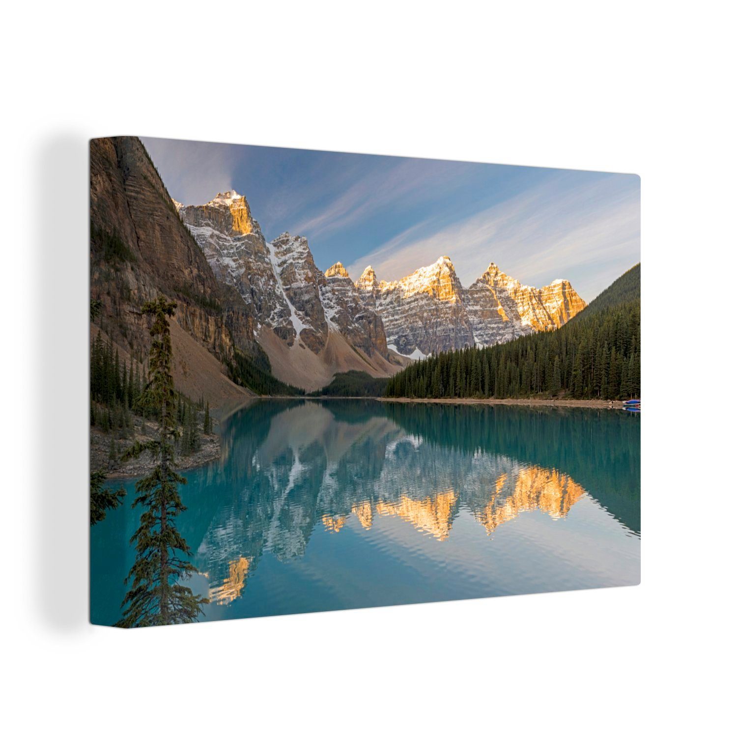 OneMillionCanvasses® Leinwandbild Moränensee im Banff-Nationalpark, Alberta, (1 St), Wandbild Leinwandbilder, Aufhängefertig, Wanddeko, 30x20 cm