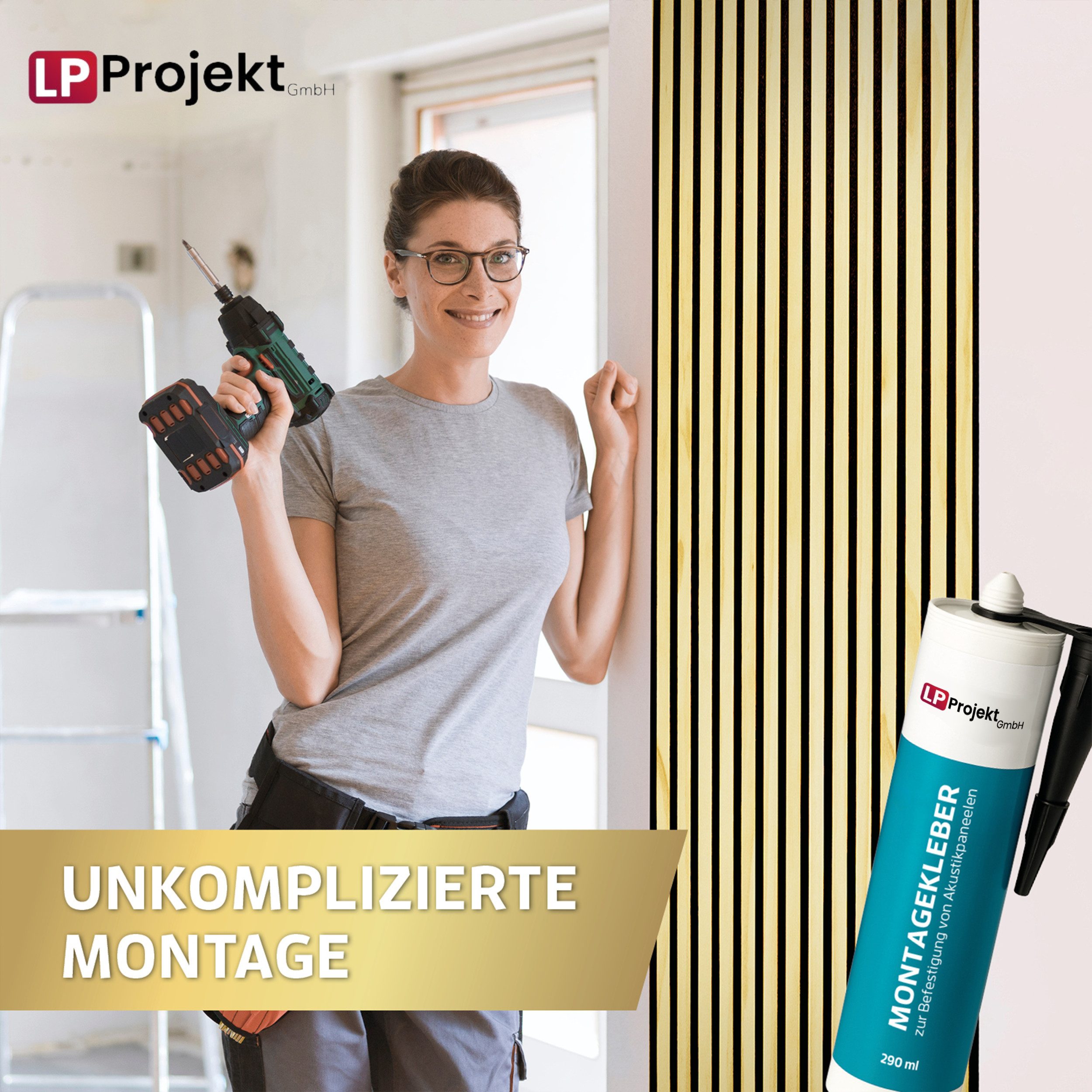 LP projekt Akustikplatte Effektive Wandpaneele für ruhige Räume & moderne Raumgestaltung, (1-St., Verfügbar in Breiten 120–300 cm und Längen 40/60 cm), Schallab – Bild 4 von 5