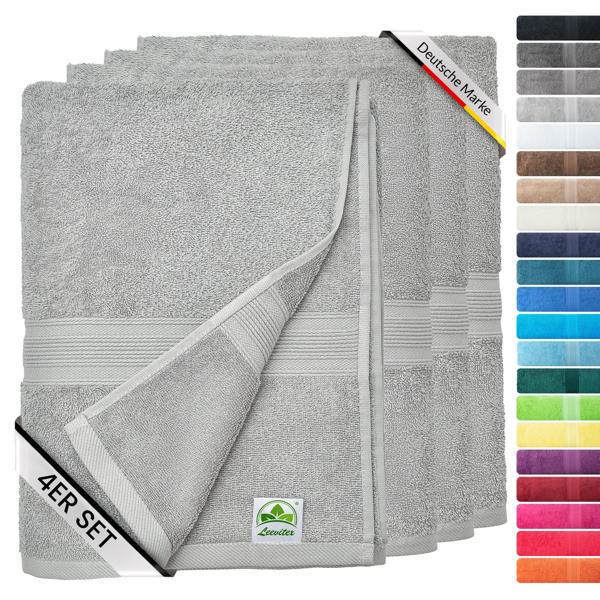leevitex® Handtücher 4er-Set, 50 × 100 cm, aus 100% Baumwolle, Frottee (Set, 4-St), OEKO-TEX® STANDARD 100 zertifiziert und hochwertig verarbeitet