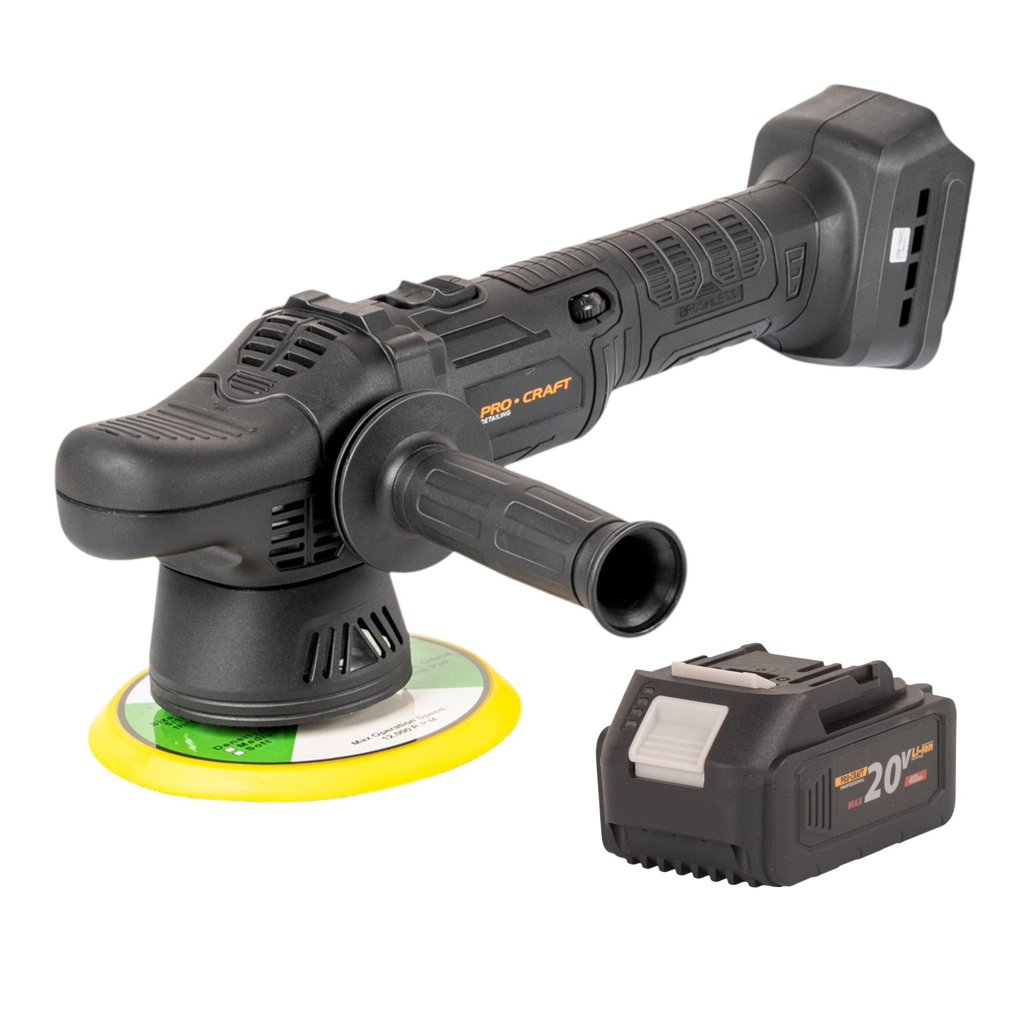 PRO CRAFT Akku-Poliermaschine PM20bb Poliermaschine 20 V 150 mm + 1x Akku 4,0 Ah - ohne Ladegerät