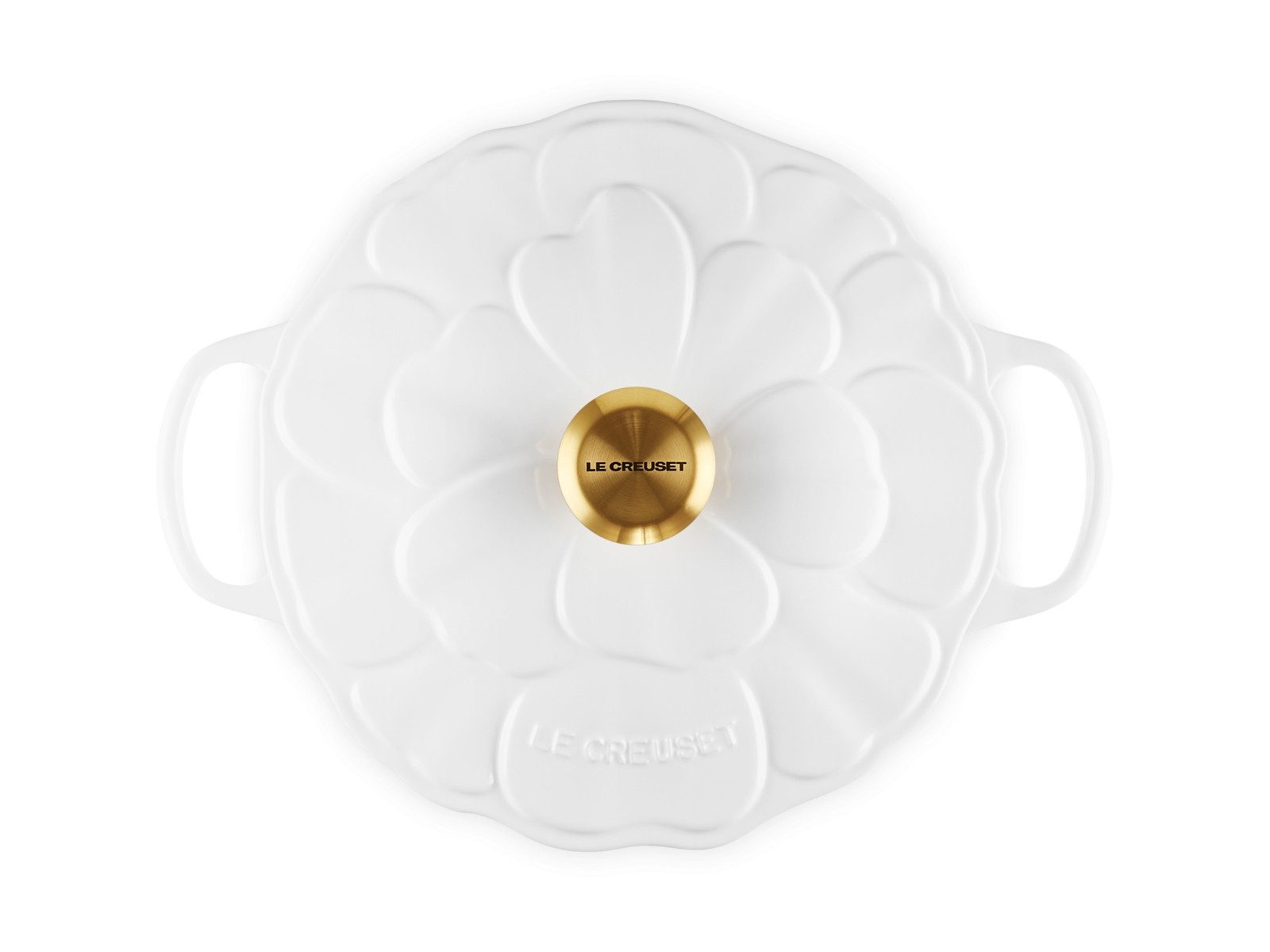 LE CREUSET Bräter Bräter Blume Signature rund weiß 26cm, Emailliertes Gusseisen