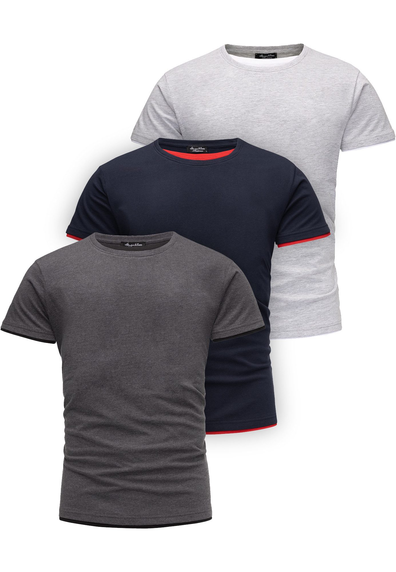 Amaci&Sons T-Shirt 3. LAKEWOOD 3er-Pack T-Shirts günstig online kaufen
