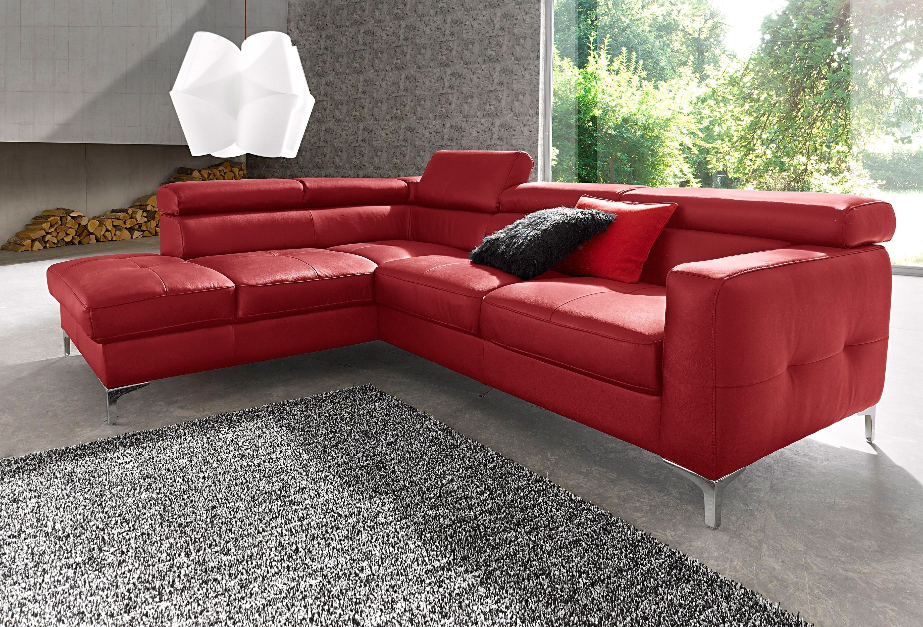 COTTA Polstergarnitur Sammy L-Form, (Set), Set bestehend aus: Ecksofa mit Kopfteilverstellung & Hocker