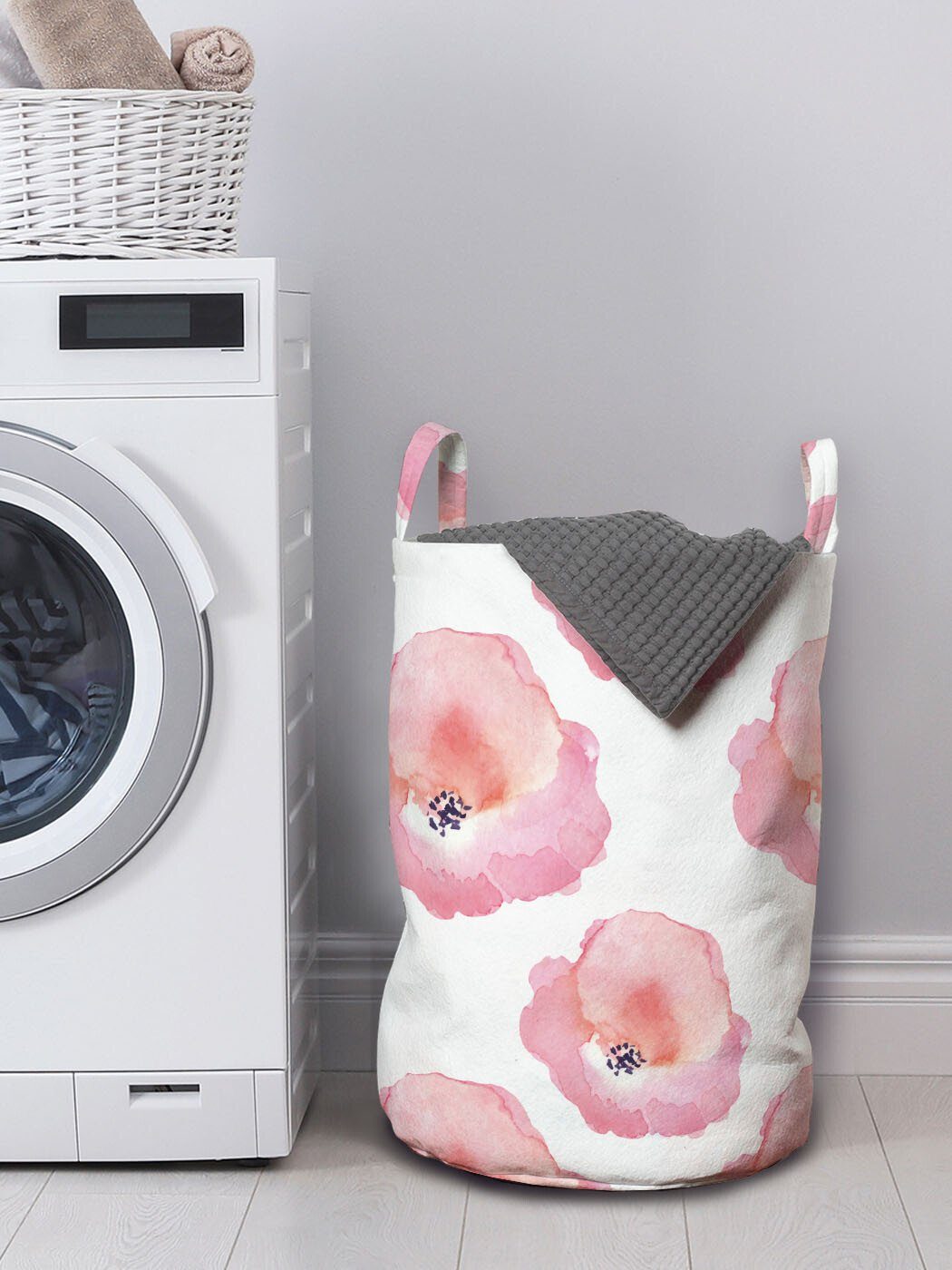 Kordelzugverschluss Waschsalons, mit Abakuhaus Blots Aquarell Wäschekorb für Wäschesäckchen Blumen-Aquarell Griffen