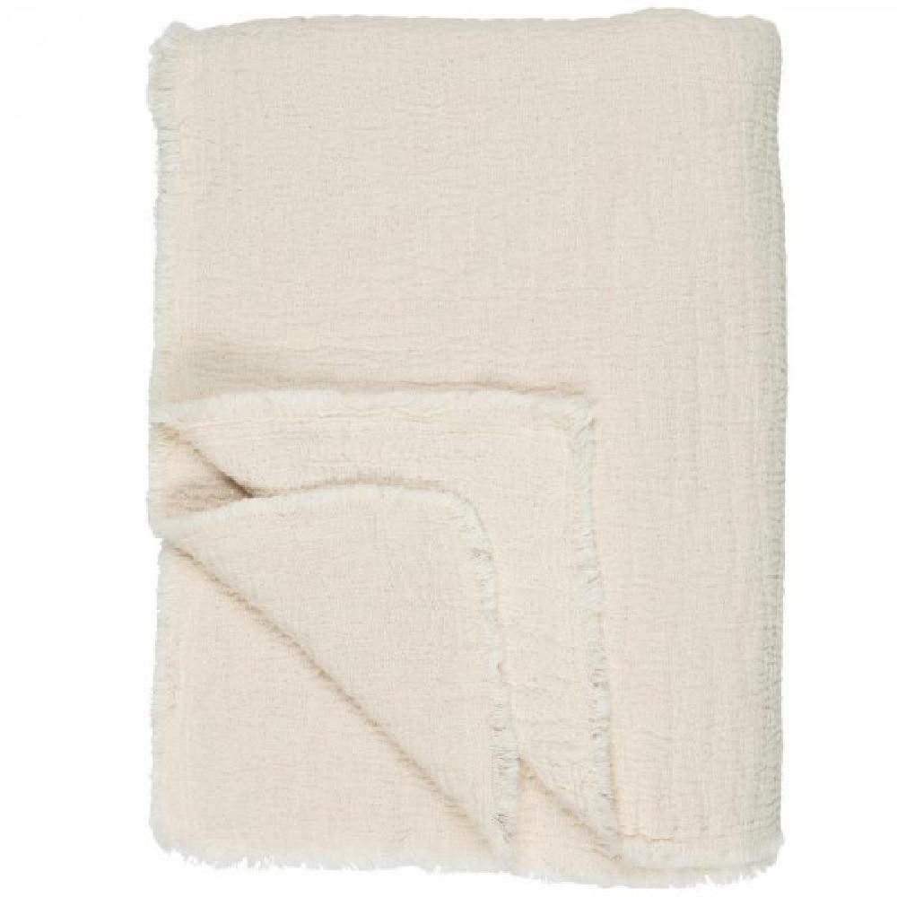 Wohndecke Ib Laursen Plaid Decke Klitmøller mit Waffelmuster Creme (130x160cm)