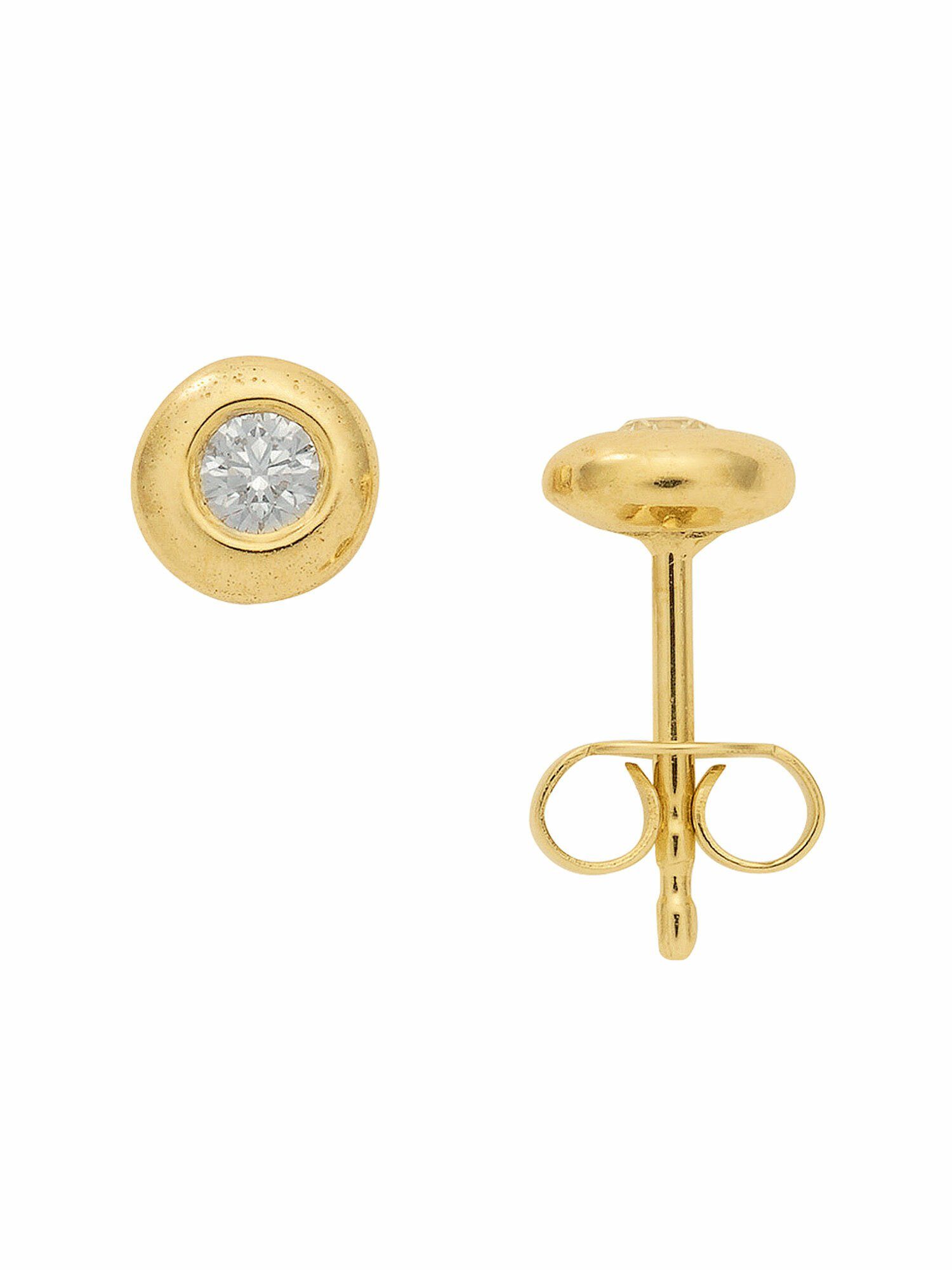 Adelia´s Paar Ohrhänger 585 Gold Ohrringe Ohrstecker mit Diamant Brillant Ø 5,9 mm, mit Diamant / Brillant Goldschmuck für Damen