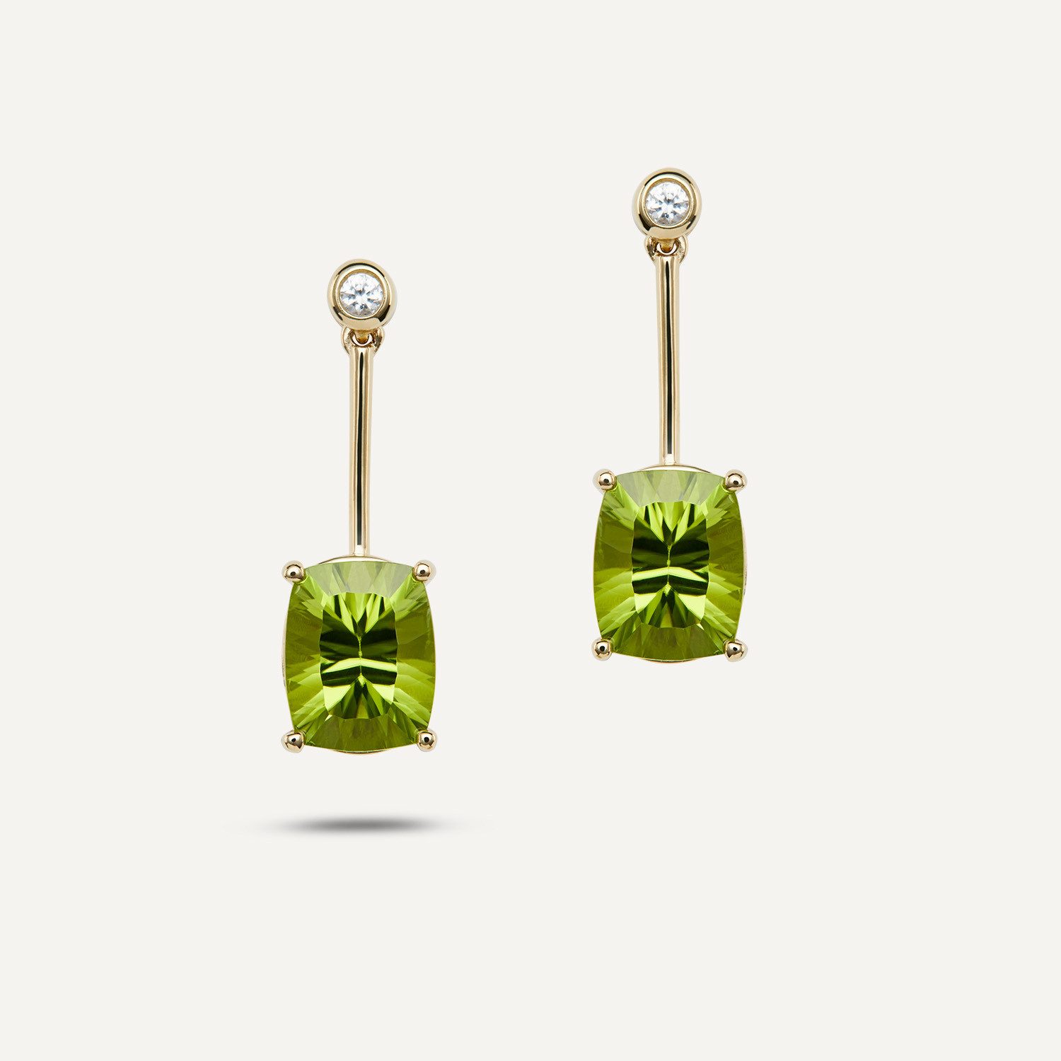 Sogni d'oro Paar Ohrhänger mit Peridot und Zirkon ca. 3,88 ct, Gelbgold 375