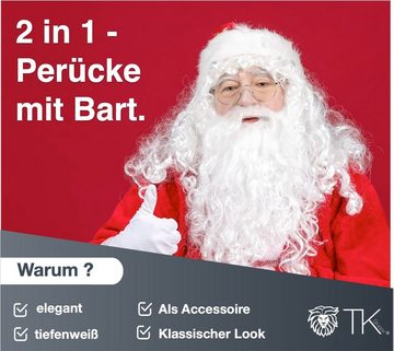 TK Gruppe Kostüm-Perücke 2 in 1 - Weihnachtsmannbart und Perücke - Nikolausbart Nikolausperücke, 2 in 1 Perücke und Bart