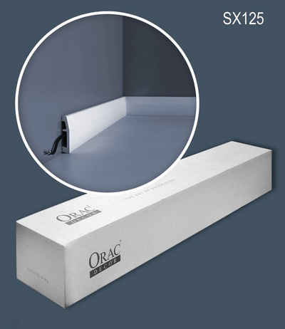 Orac Decor Sockelleiste »SX125-box«, L: 7200 cm, H: 6.9 cm, 1 Karton Leisten-SET, 36-St., Fußleisten, Stuckleisten, Zierprofile, Bodenleisten, mit Kabelkanal, stoßfest