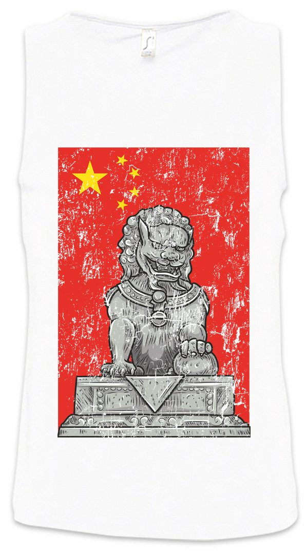 Urban Backwoods Tanktop Chinese Lion And Flag Ärmelloses T-Shirt China Statue Asien Asia Fahne Drache Löwe Dragon Drache